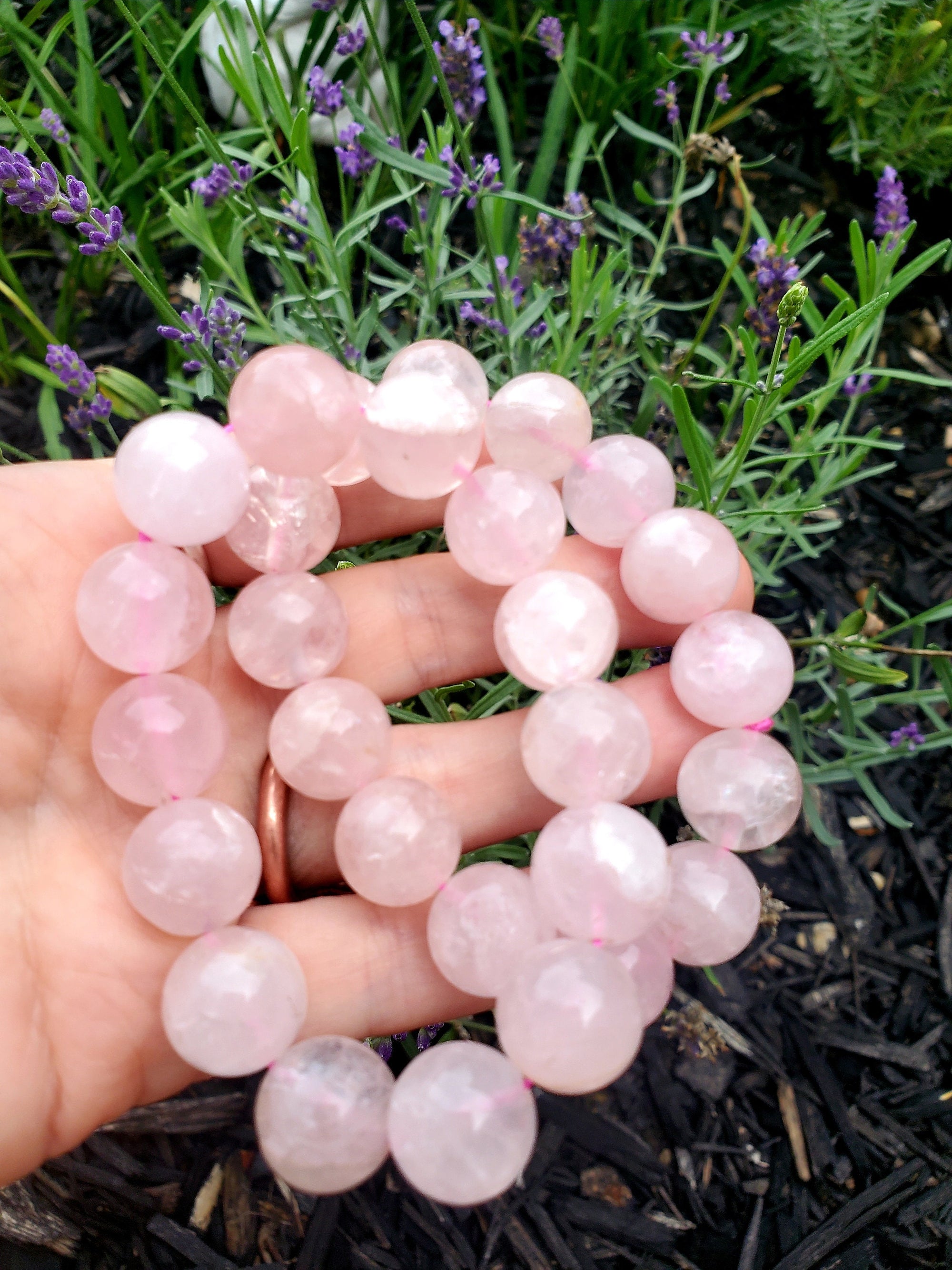 Large Bead Rose Quartz Bracelet, Valentine's Day Gift,Love Bracelet, Girlfriend Gift