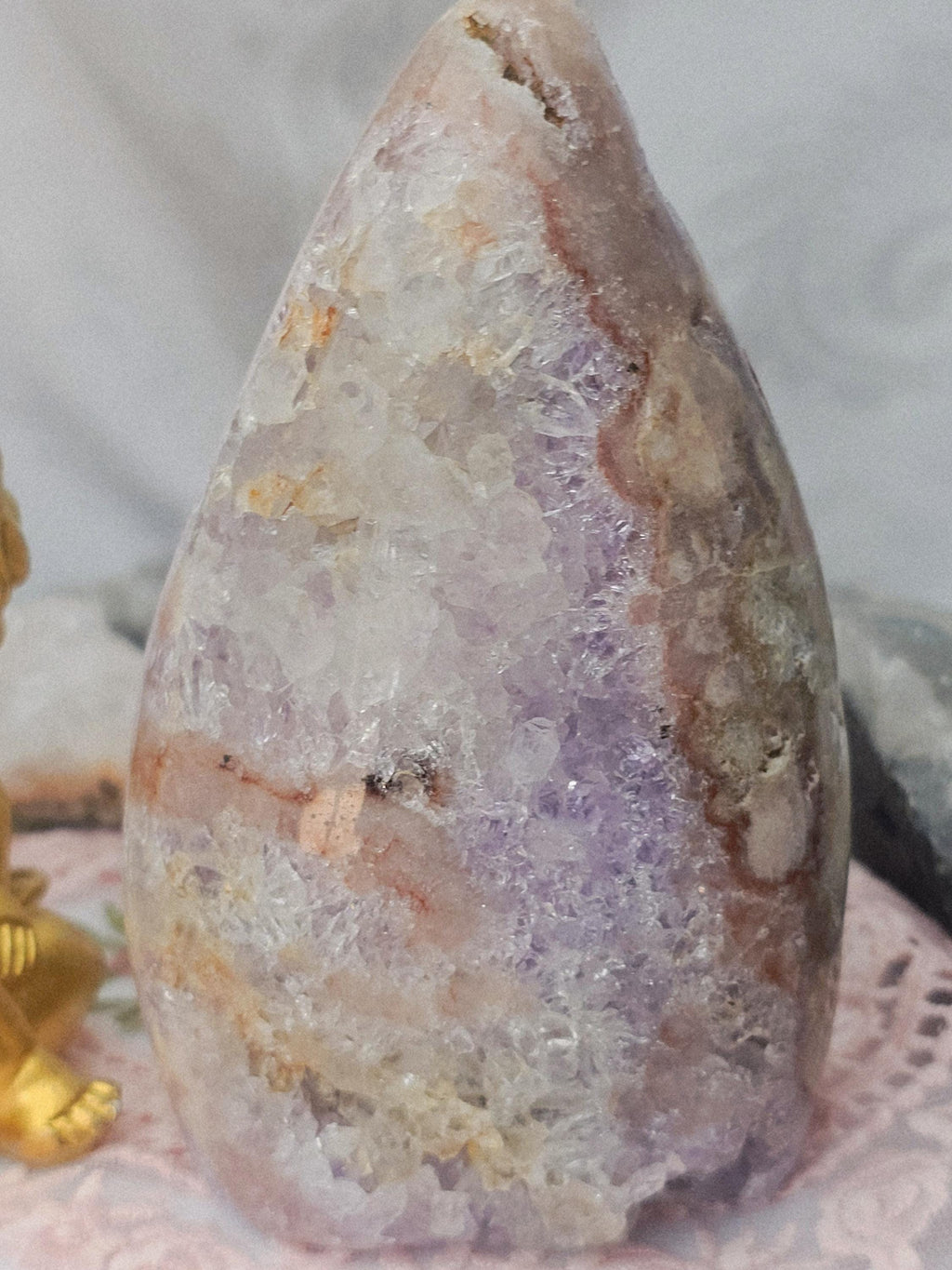 Brazilian Pink Amethyst Druzy Flame , Crystal Flame, Gift