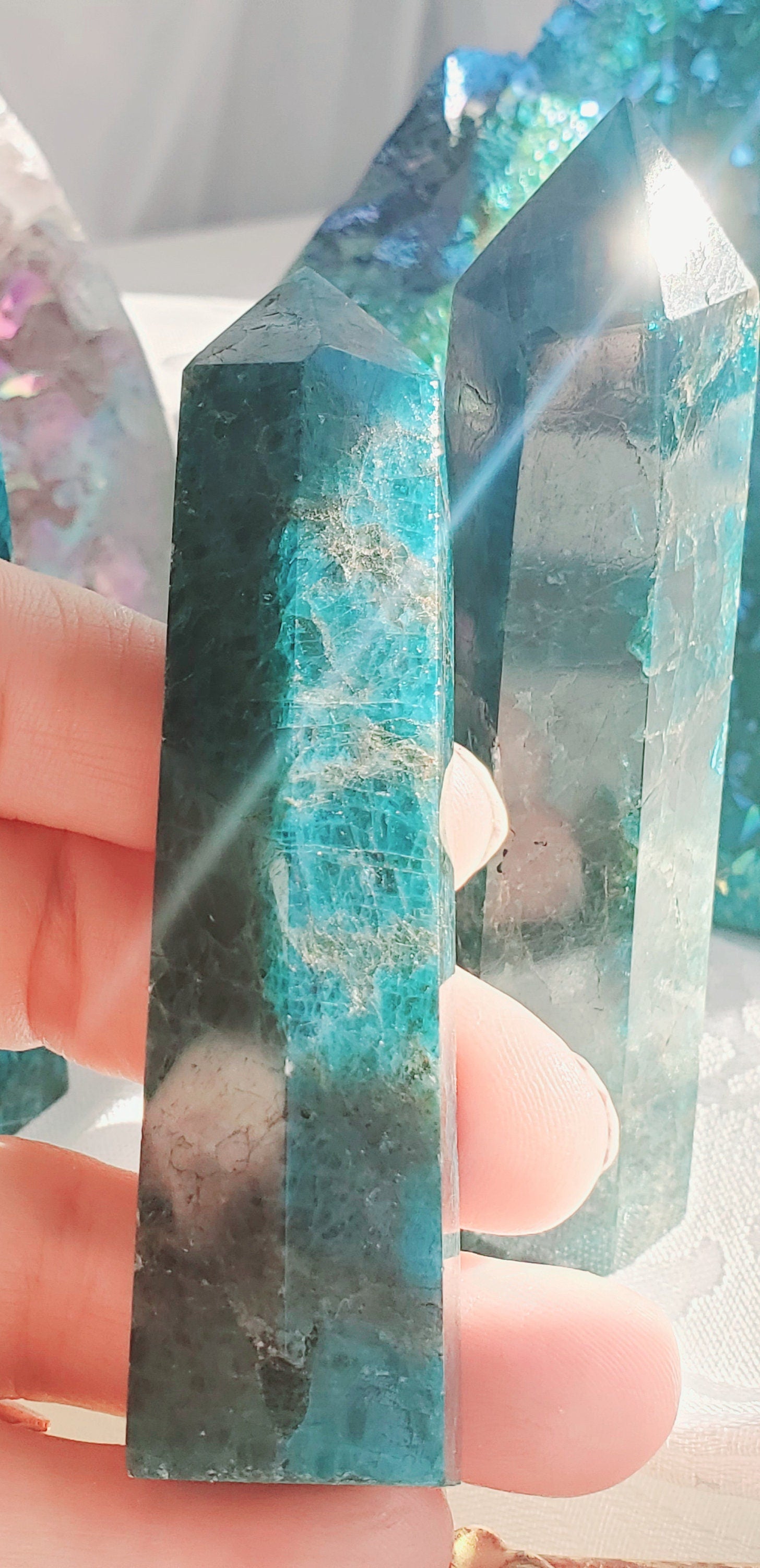 Apatite Gemstone Tower, Crystal Point, Healing Stone, Crystal Tower, Gift