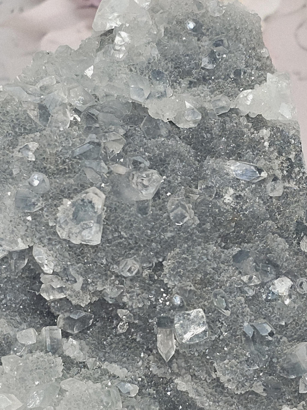 Blue Chalcedony with Diamond Apophyllite and Calcite from India