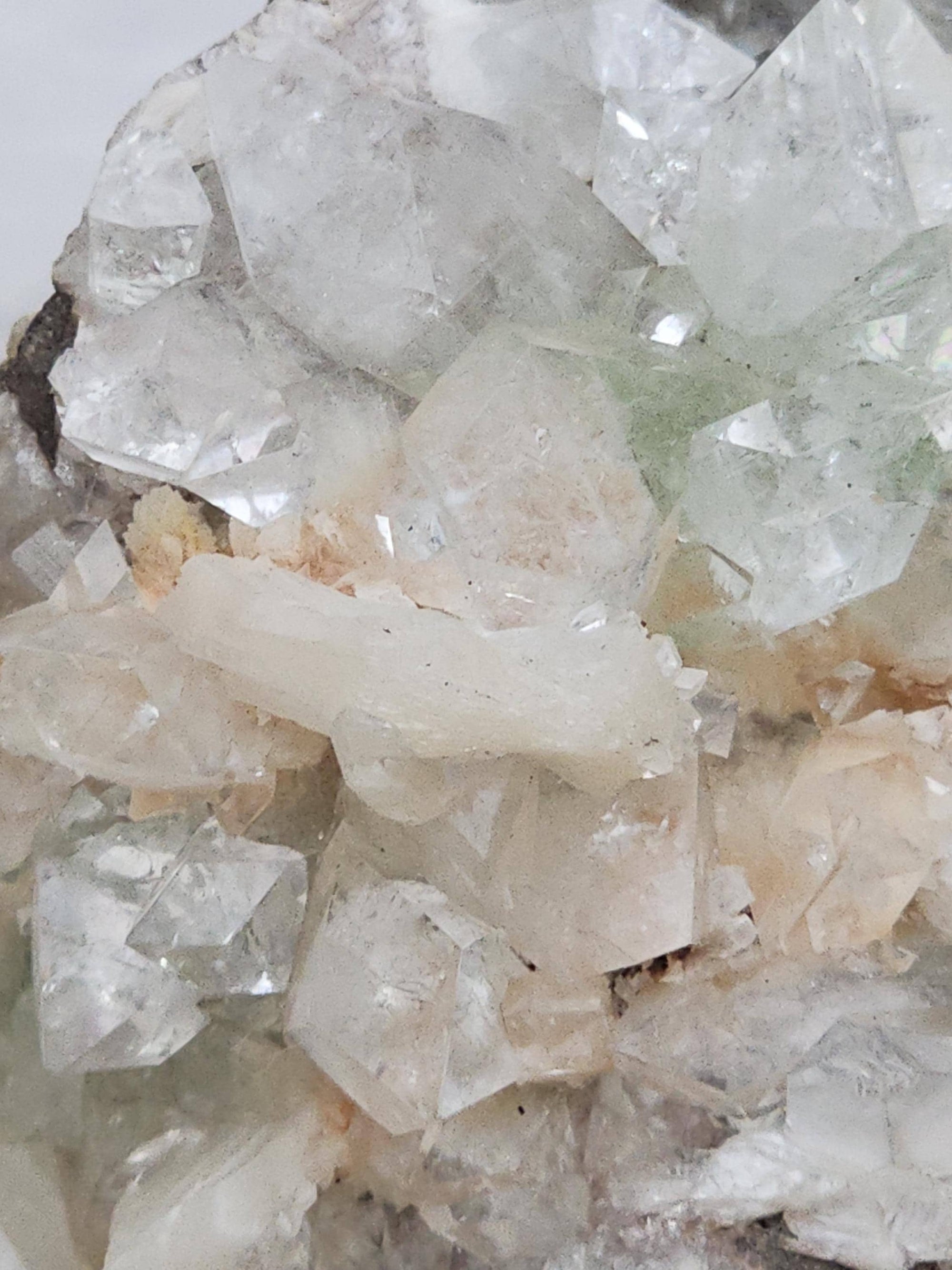 RARE Lg Green and White Diamond Apophyllite with Stillbite from India , Apophyllite, Statement Piece, Crystal