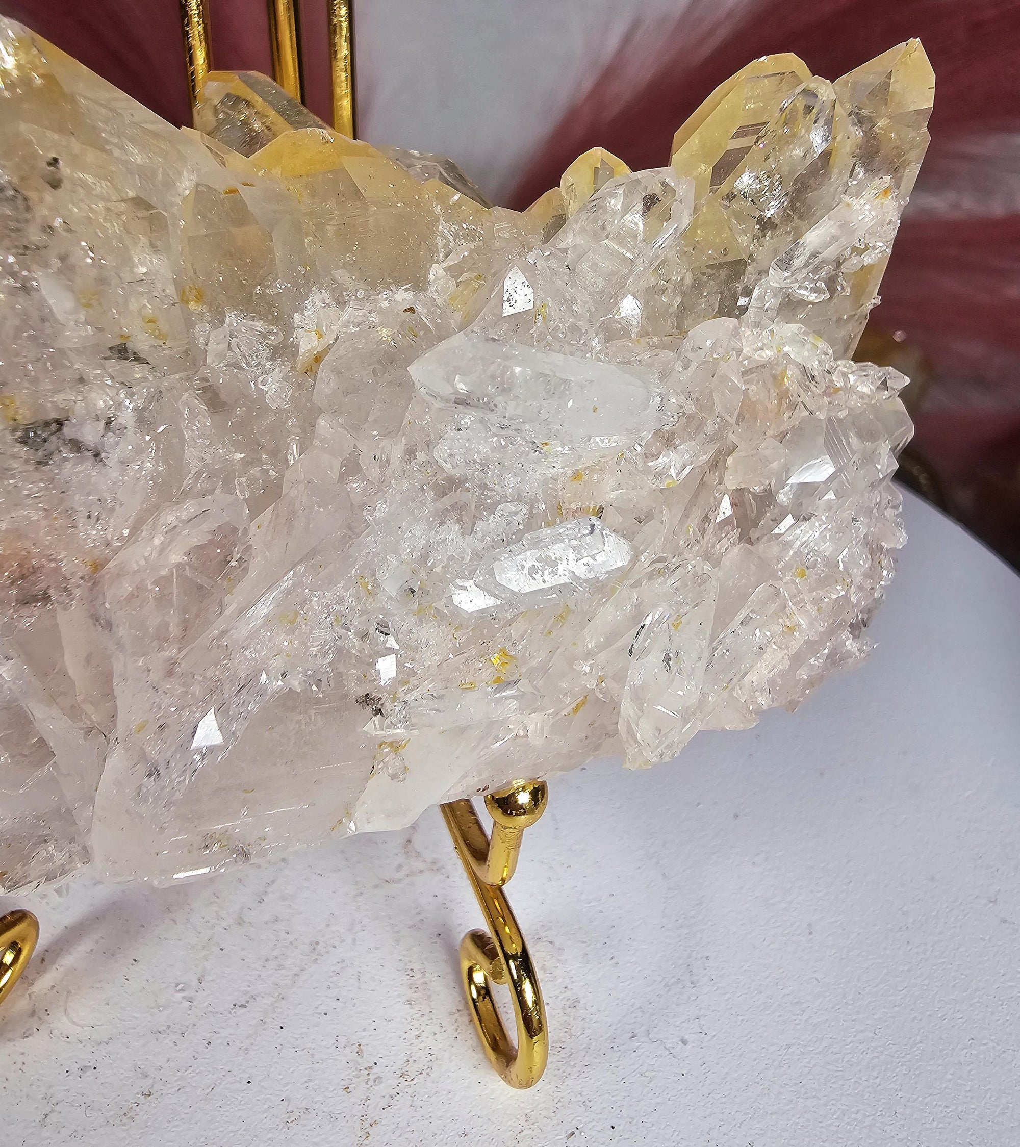 RARE Pink Tabby Lemurian Quartz Cluster, Mango Quartz and Pink Lemurian Quartz Cluster Columbia, Crystal Cluster