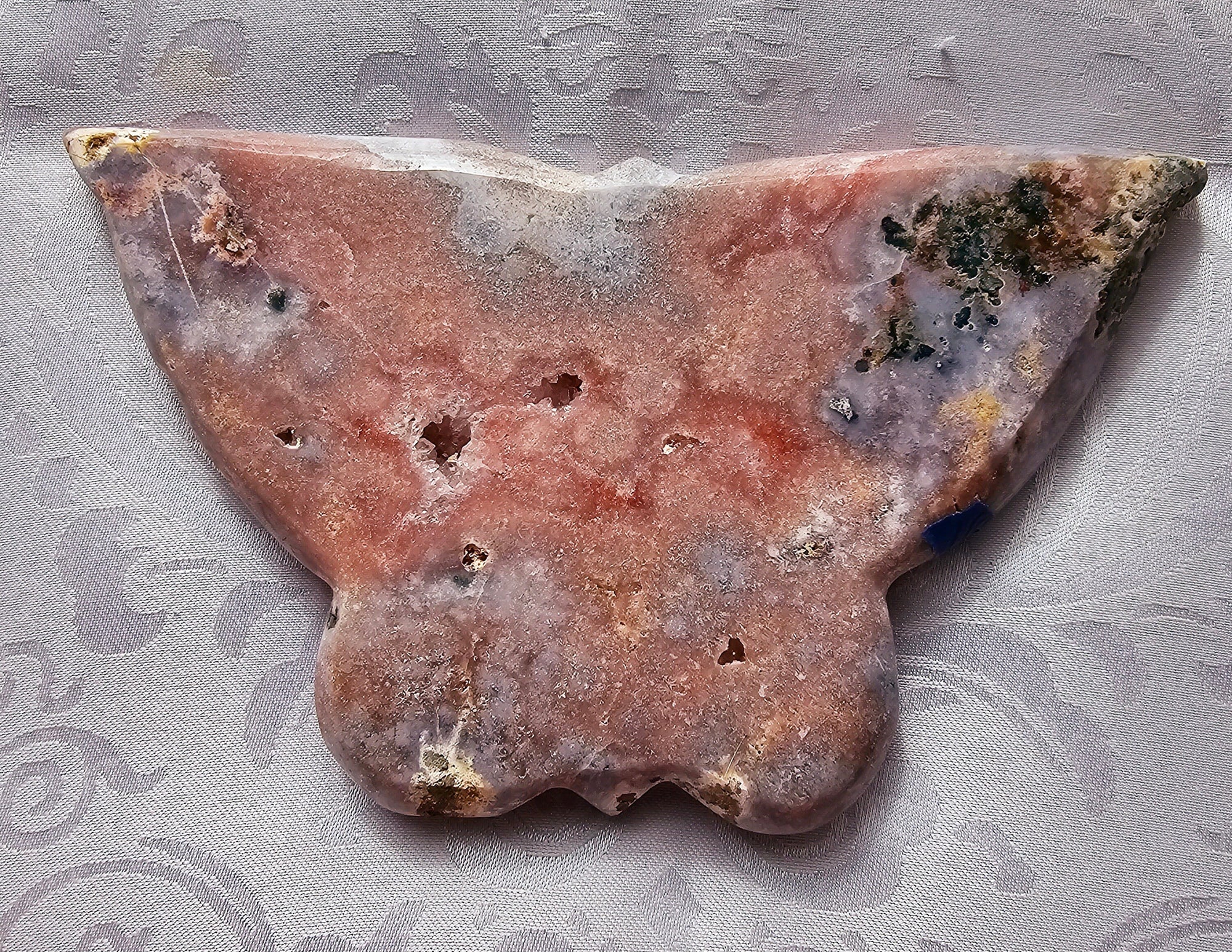 Pink Amethyst Druzy Butterfly, Brazilian Crystal Heart