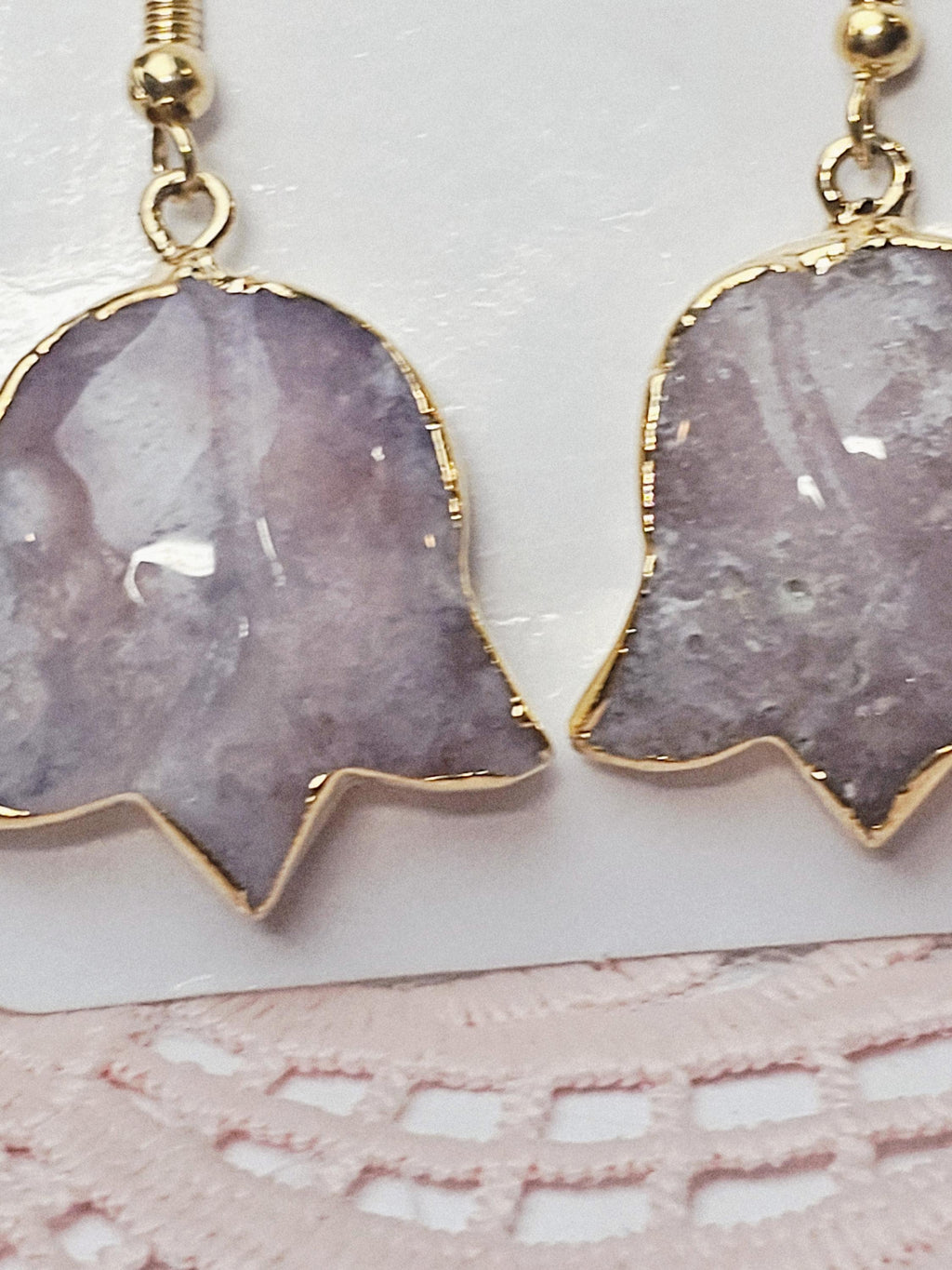 Pink Amethyst Jewelry, Vintage Design Earrings, Gold Earrings