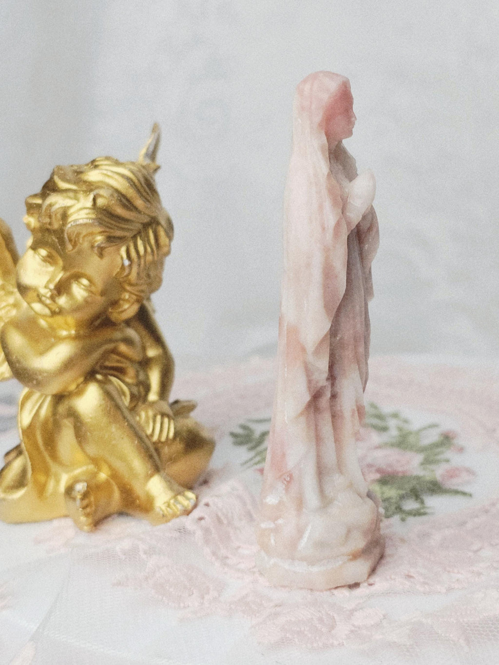 Pink Opal Mary , Pink Opal, Mary Statue , Crystal Sculpture,