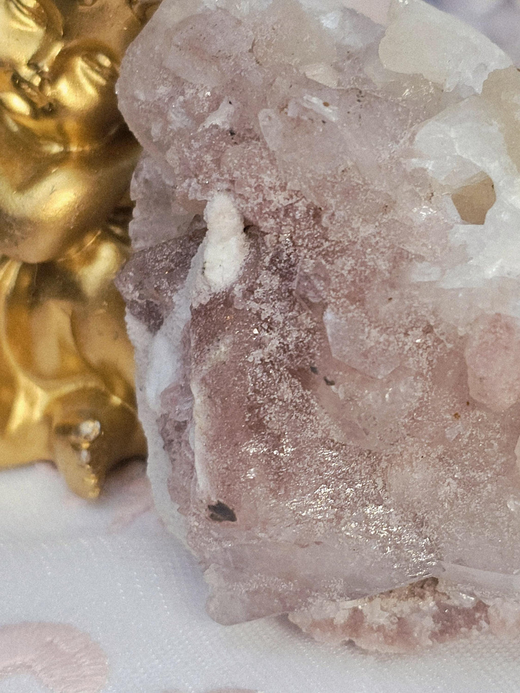 Rare Pink Sugar Apophyllite Crystal Cluster, Flashy Sparkly Gem, India