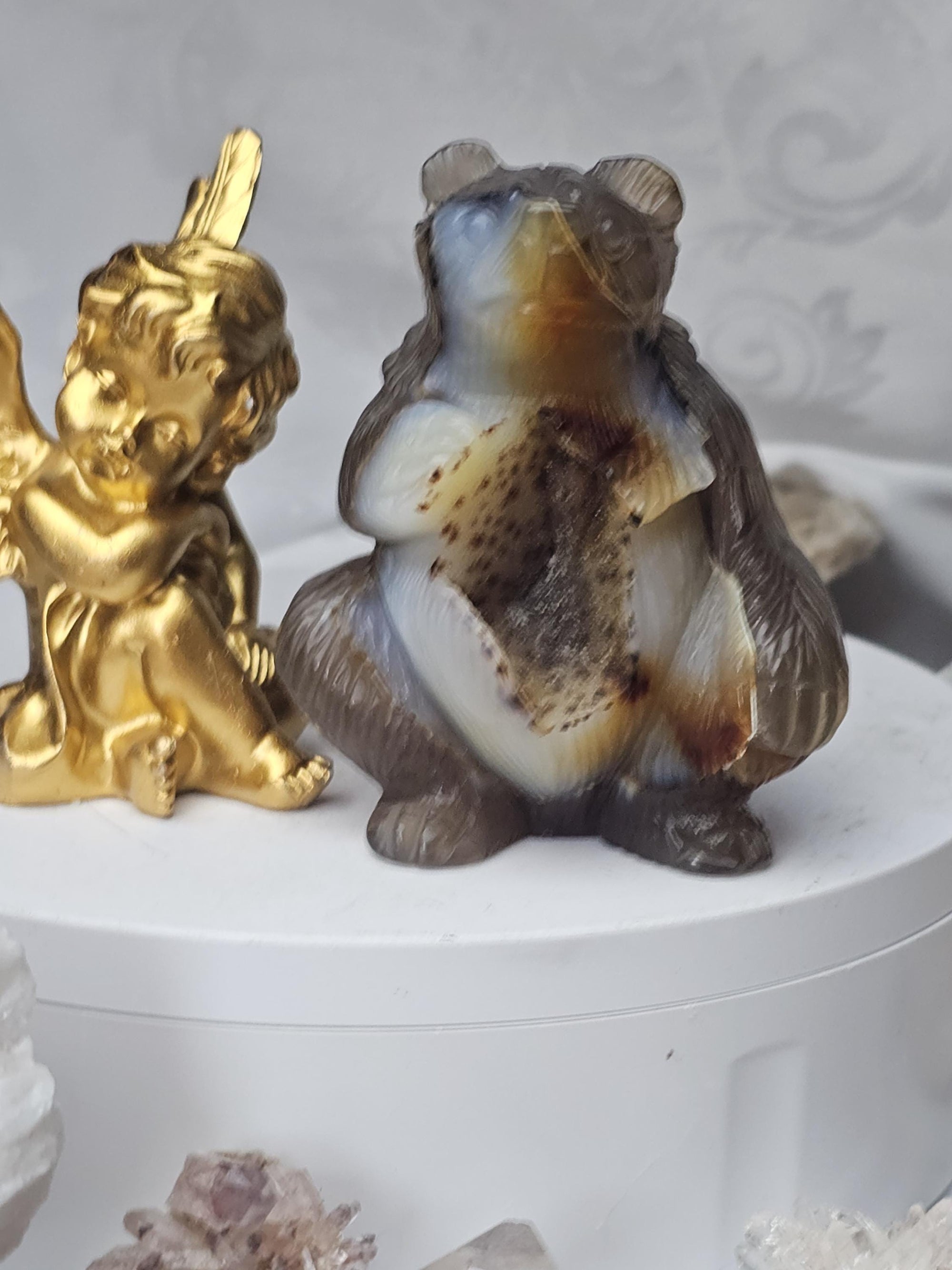 Druzy Agate Bear, Bear Statue, Crystal, Home Decor, Sculpture