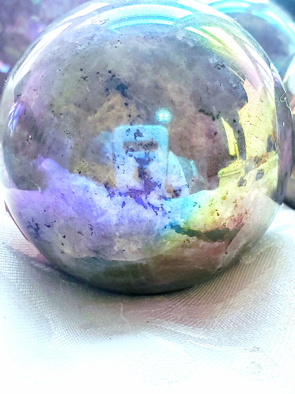 Aura Labradorite Spheres, RARE Aura, Crystal Ball, Crystal