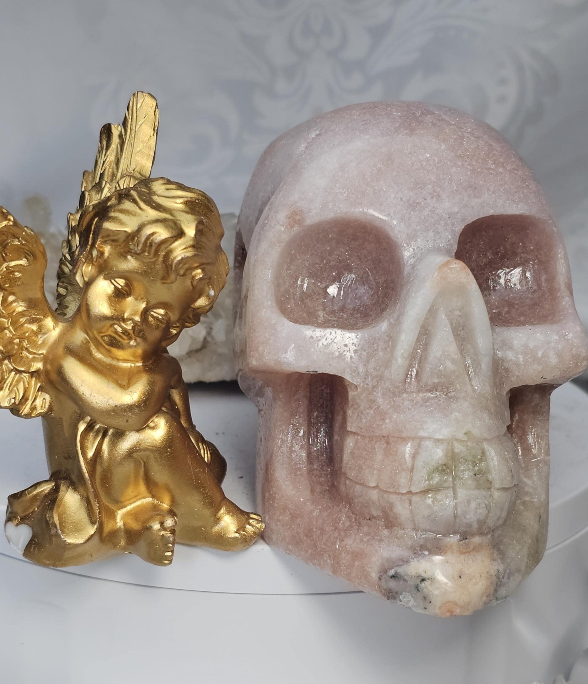 LG Pink Amethyst Skull, Druzy Skull , Crystal Art , Gift