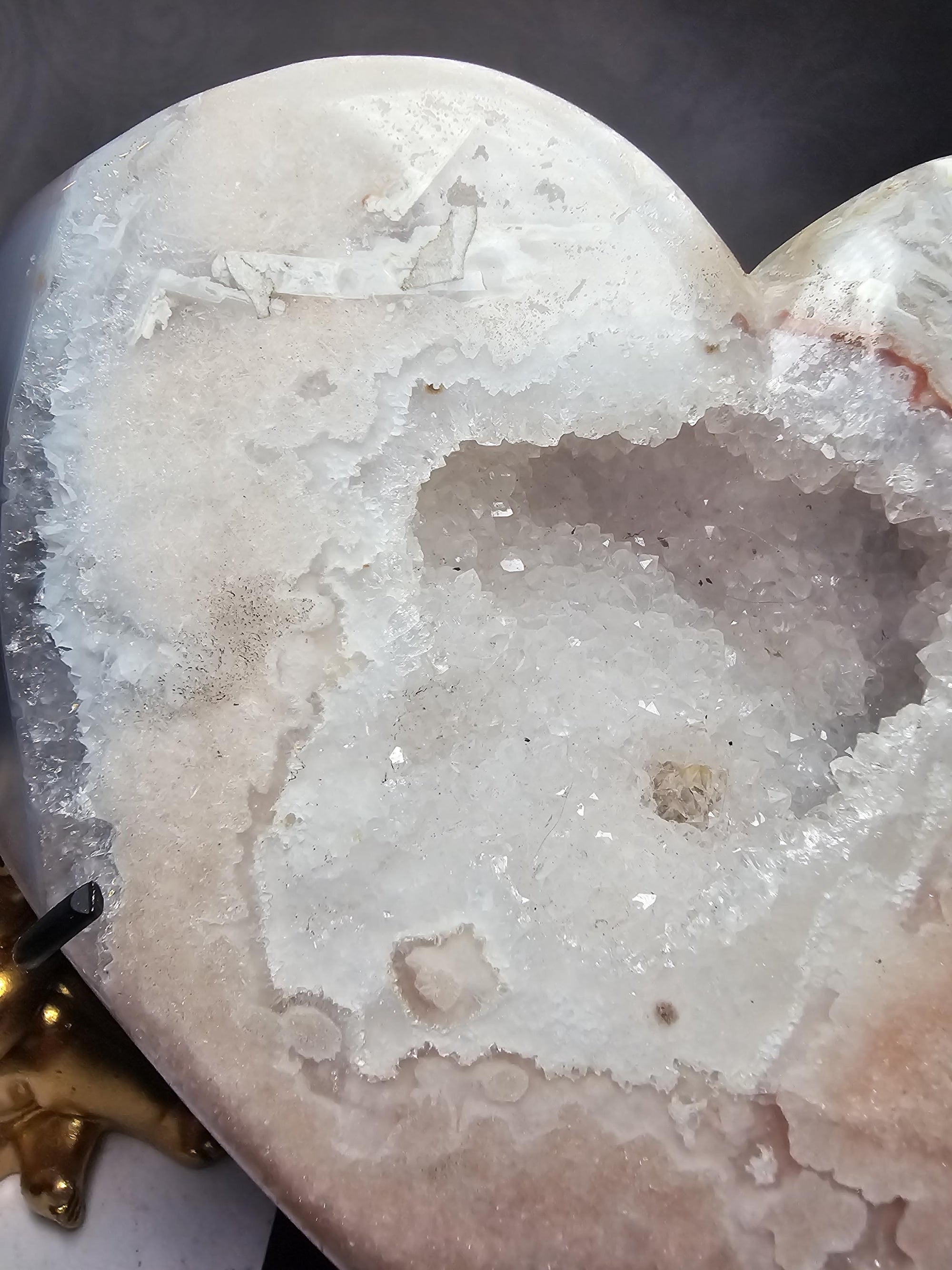 Sparkling Pink Amethyst Druzy Heart, Brazilian Crystal Gift