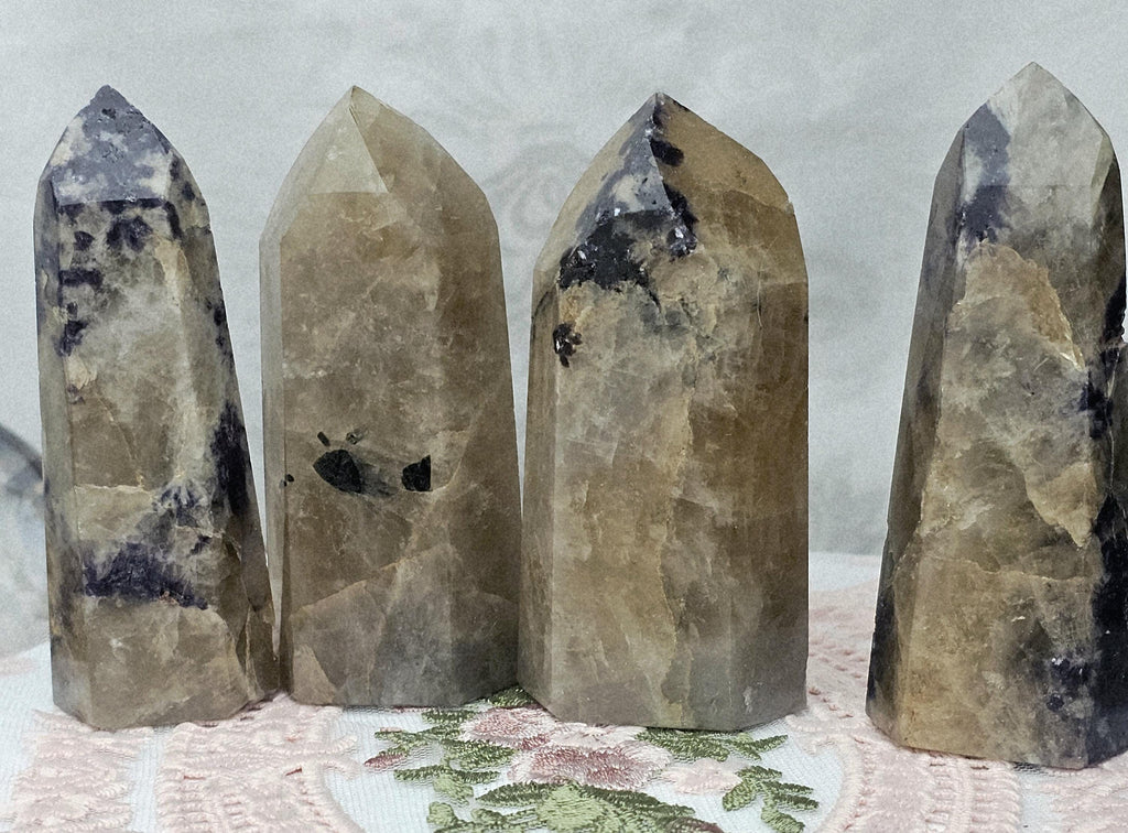 Non Heat Treated Citrine and Lepidolite Tower, Crystal, Natural Citrine Tower, Gift for Her