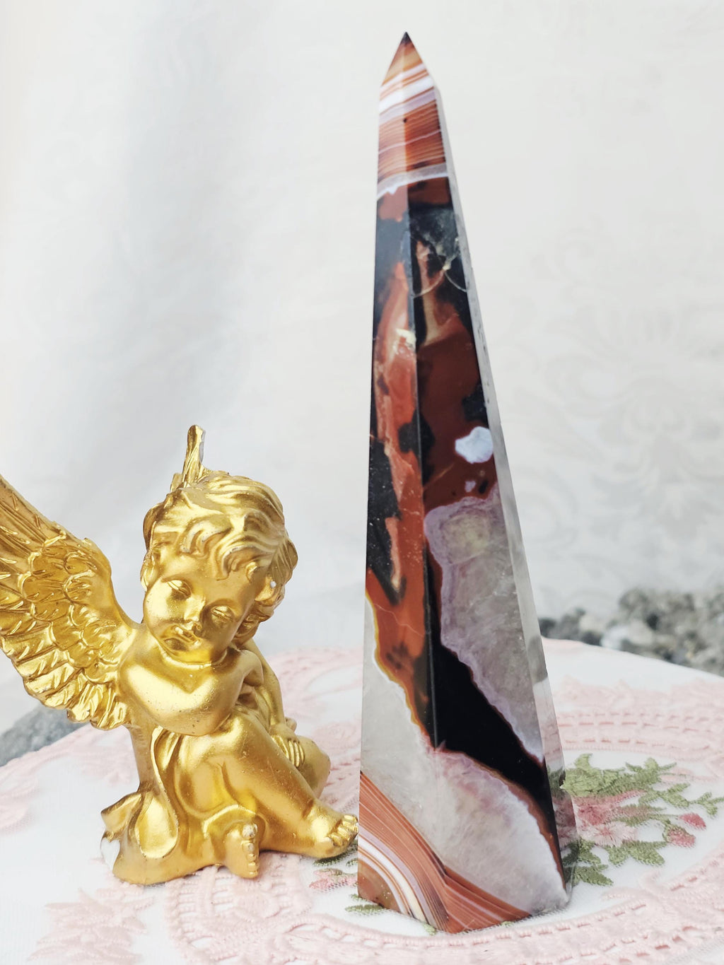 Sardonyx Carnelian Tower, Carnelian Towers , Orange and Black Sardonyx, Crystal Gift