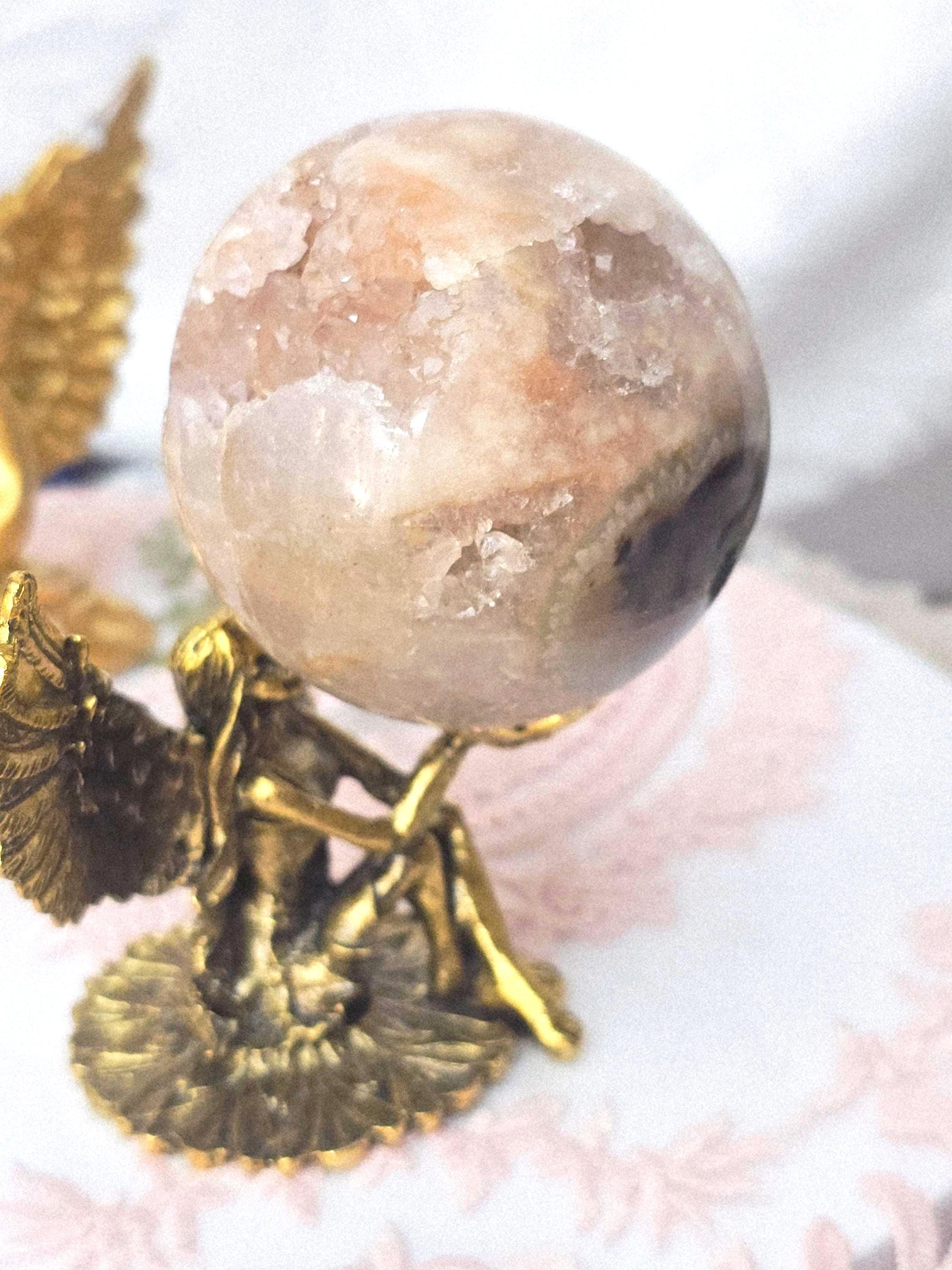 Pink Amethyst Druzy Sphere, Red Quartz Crystal Ball