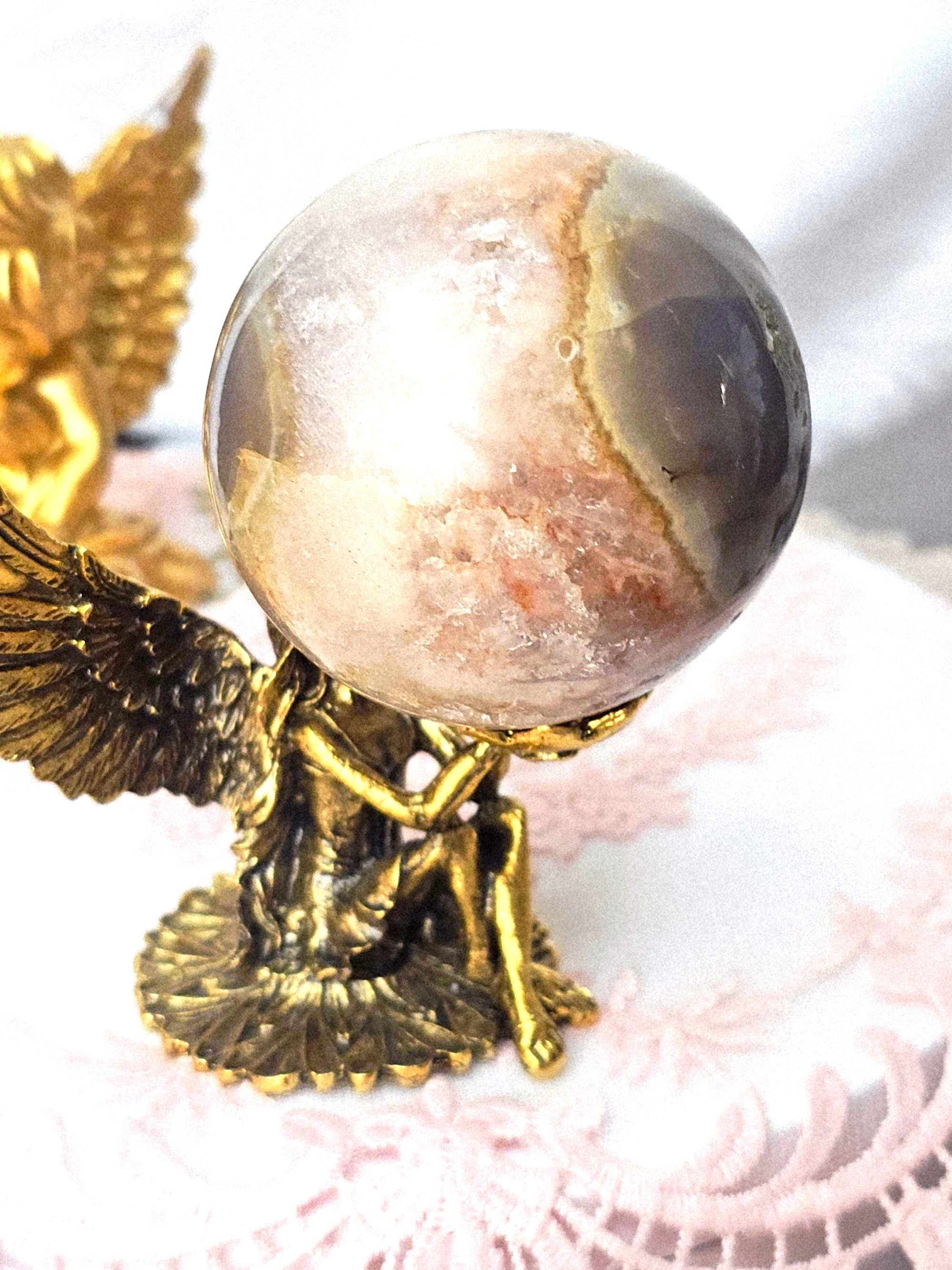 Pink Amethyst Druzy Sphere, Red Quartz Crystal Ball