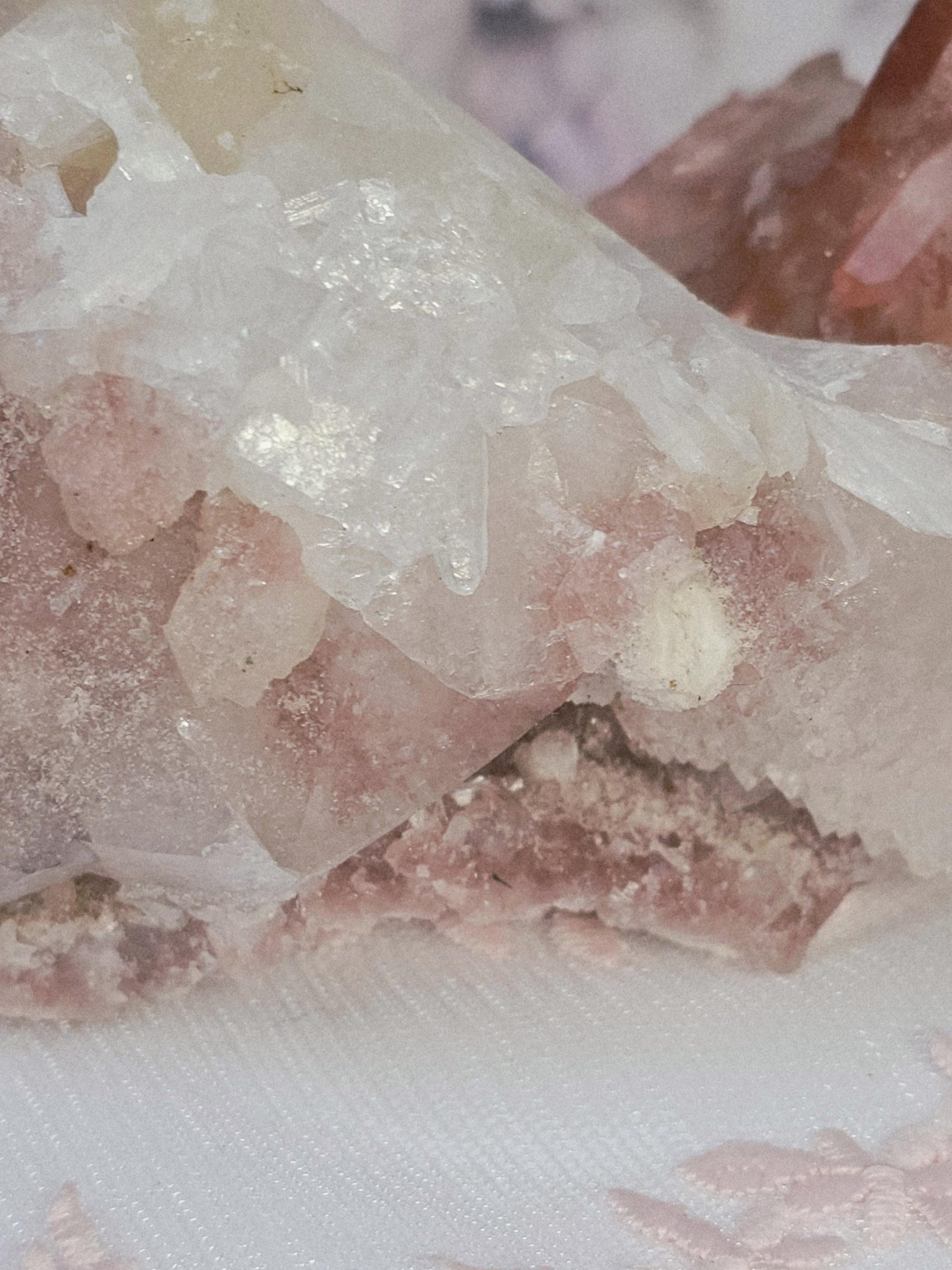 Rare Pink Sugar Apophyllite Crystal Cluster, Flashy Sparkly Gem, India