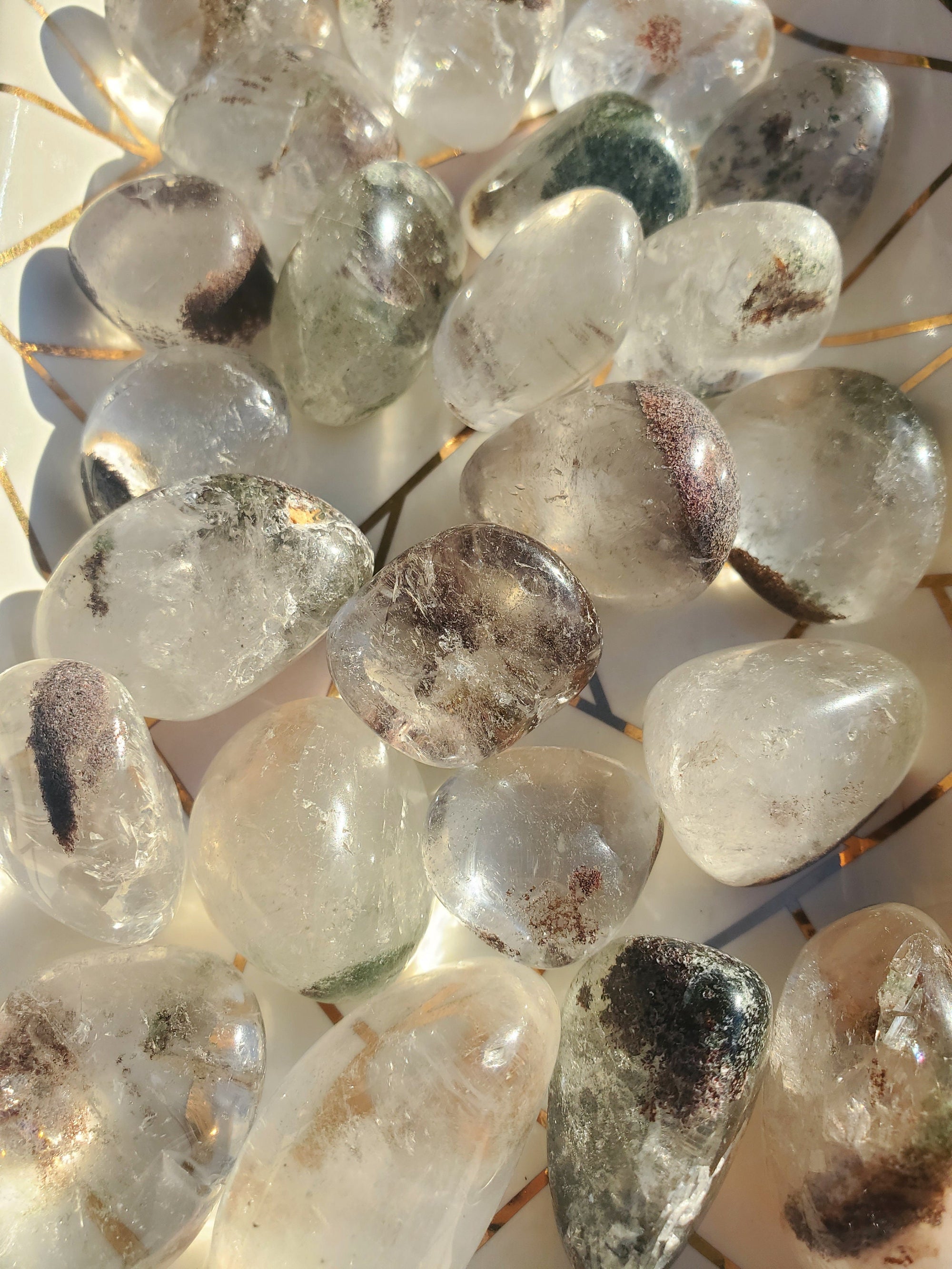5 Garden Quartz tumble stone, landscape quartz, scenic quartz, healing crystal, manifestation, good luck, calming,