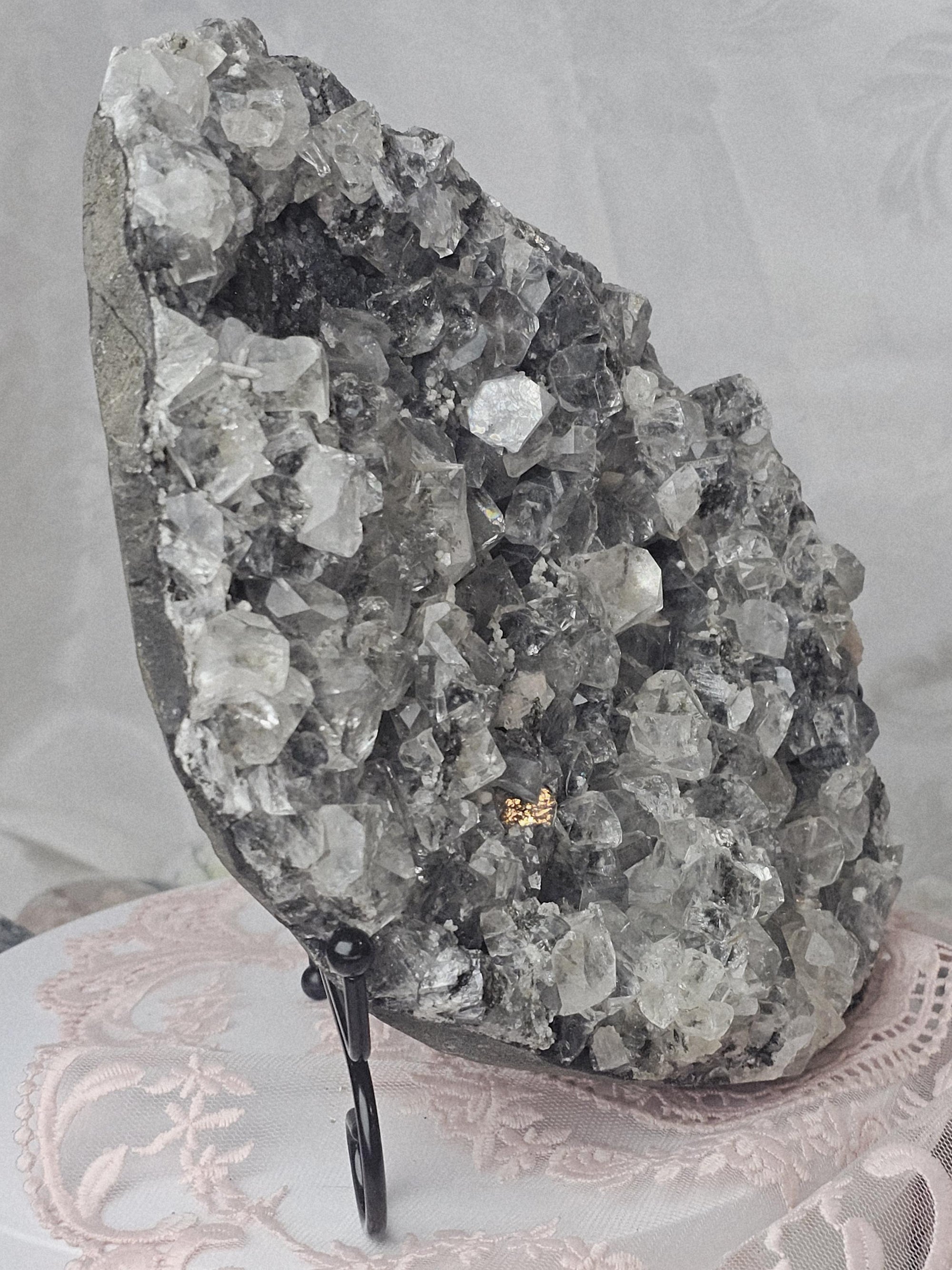 Black Diamond Apophyllite with Stillbite, Healing Crystal Specimen