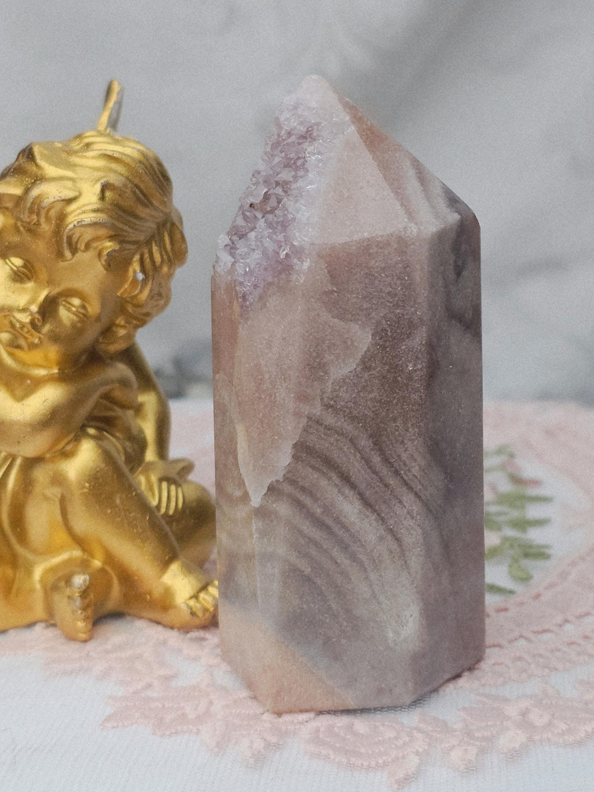 Pink Amethyst Tower, Druzy Tower, Crystal Tower ,Gift