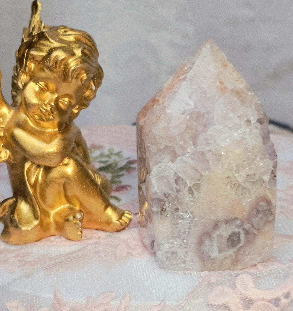 Brazilian Pink Amethyst Tower, Druzy Quartz, Reiki Infused
