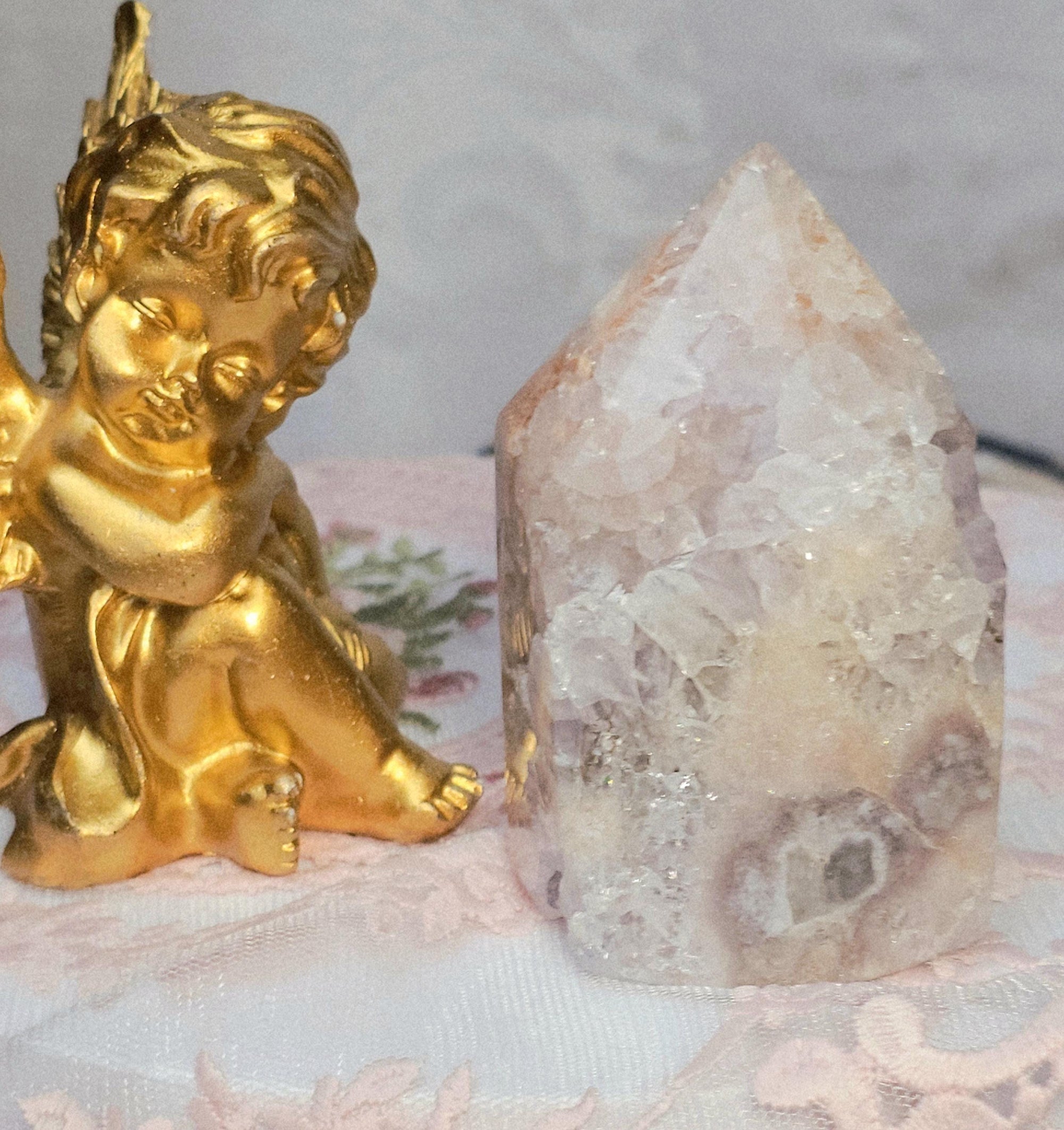 Brazilian Pink Amethyst Tower, Druzy Quartz, Reiki Infused