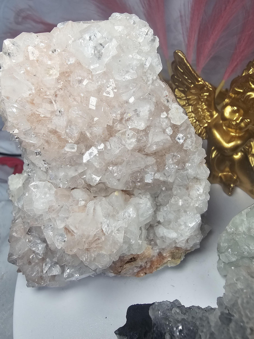 RARE Sugar and Diamond Apophyllite Set with Stillbite from India, Black Apophyllite, Snow White Sugar Apophyllite, Crystal, Crystal Set