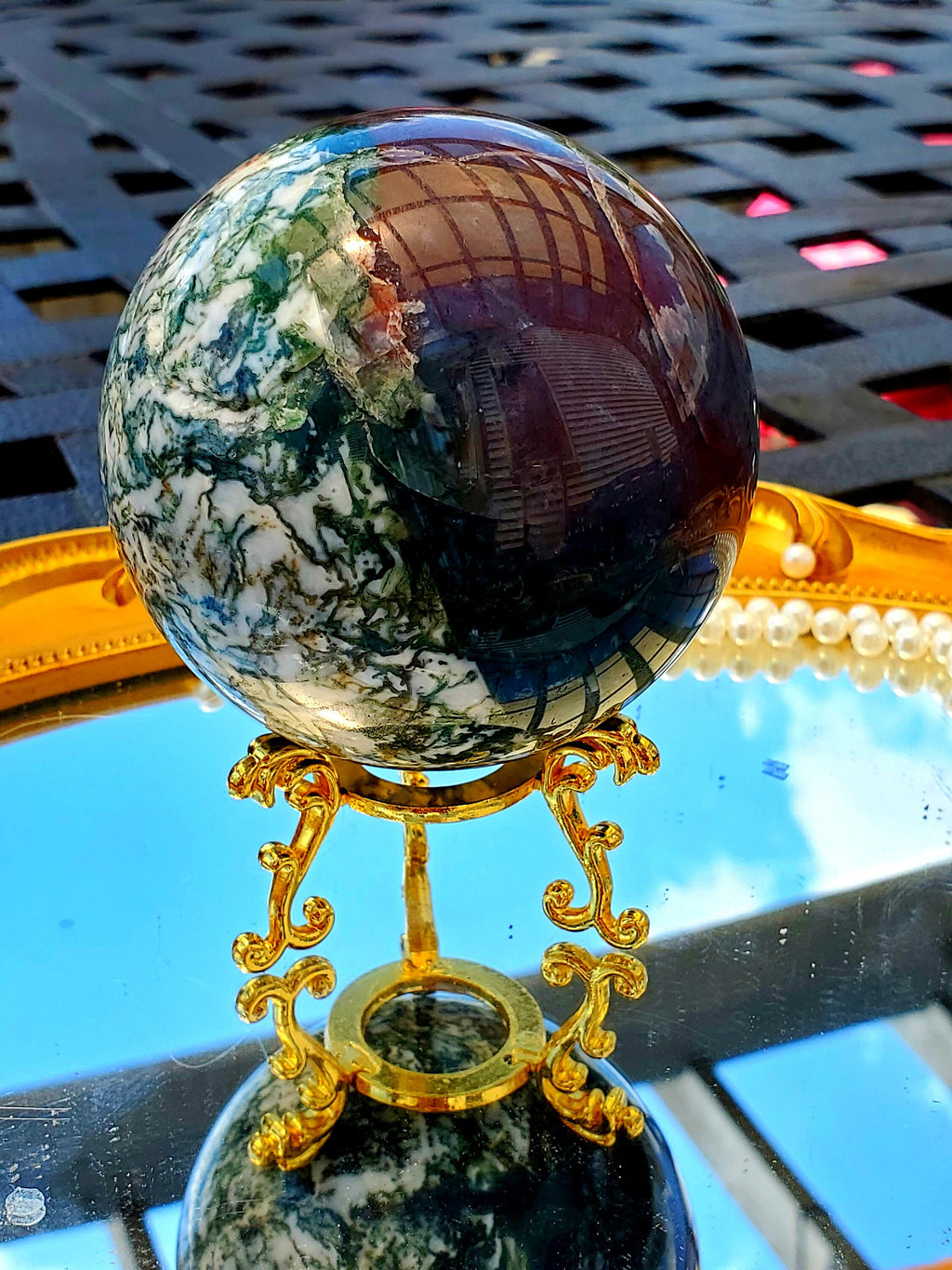 Moss Agate Crystal Sphere, Moss Agate Crystal Ball, crystals, Healing crystals