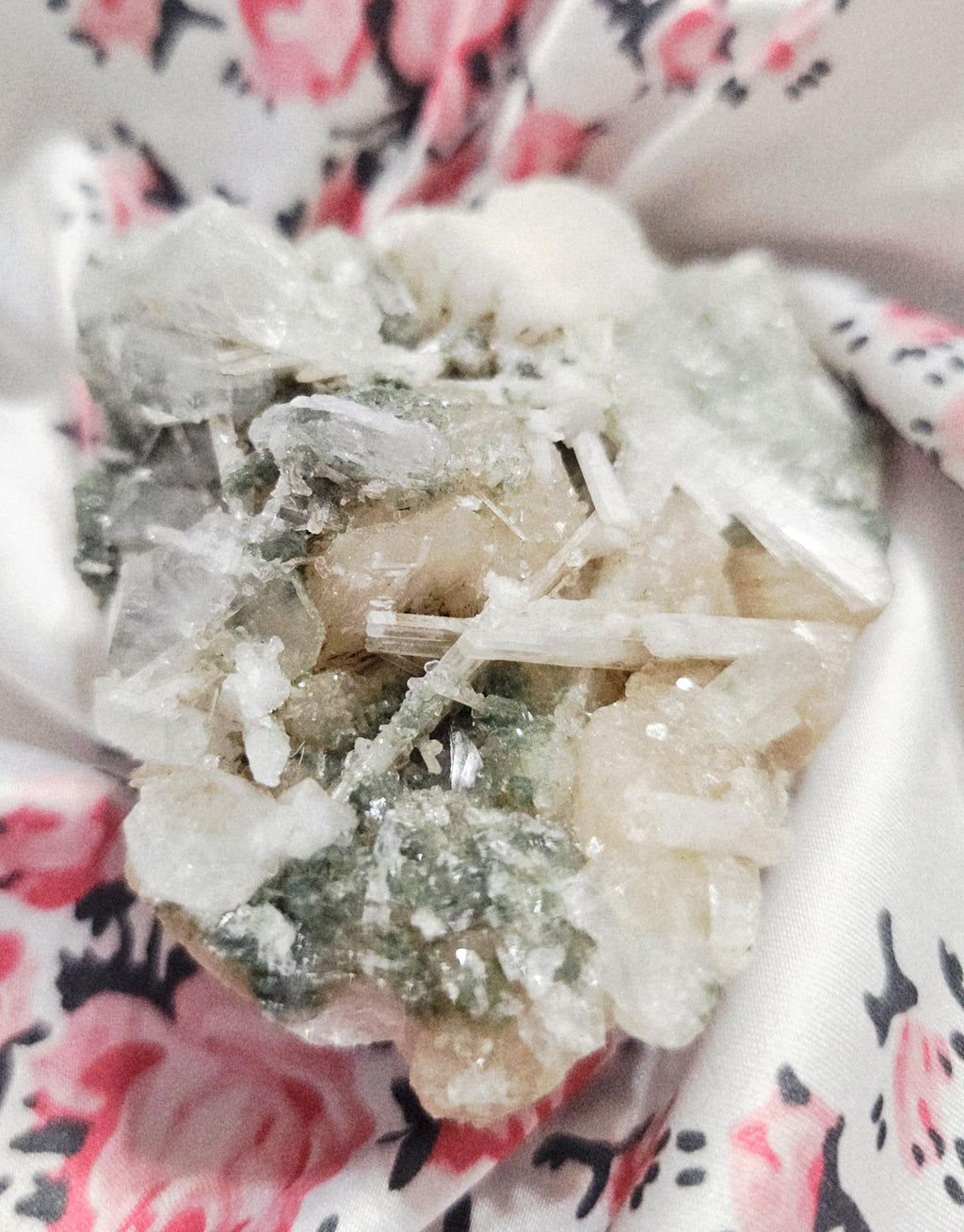 Rare Candy Apple Green Apophyllite with Scolecite and Stillbite