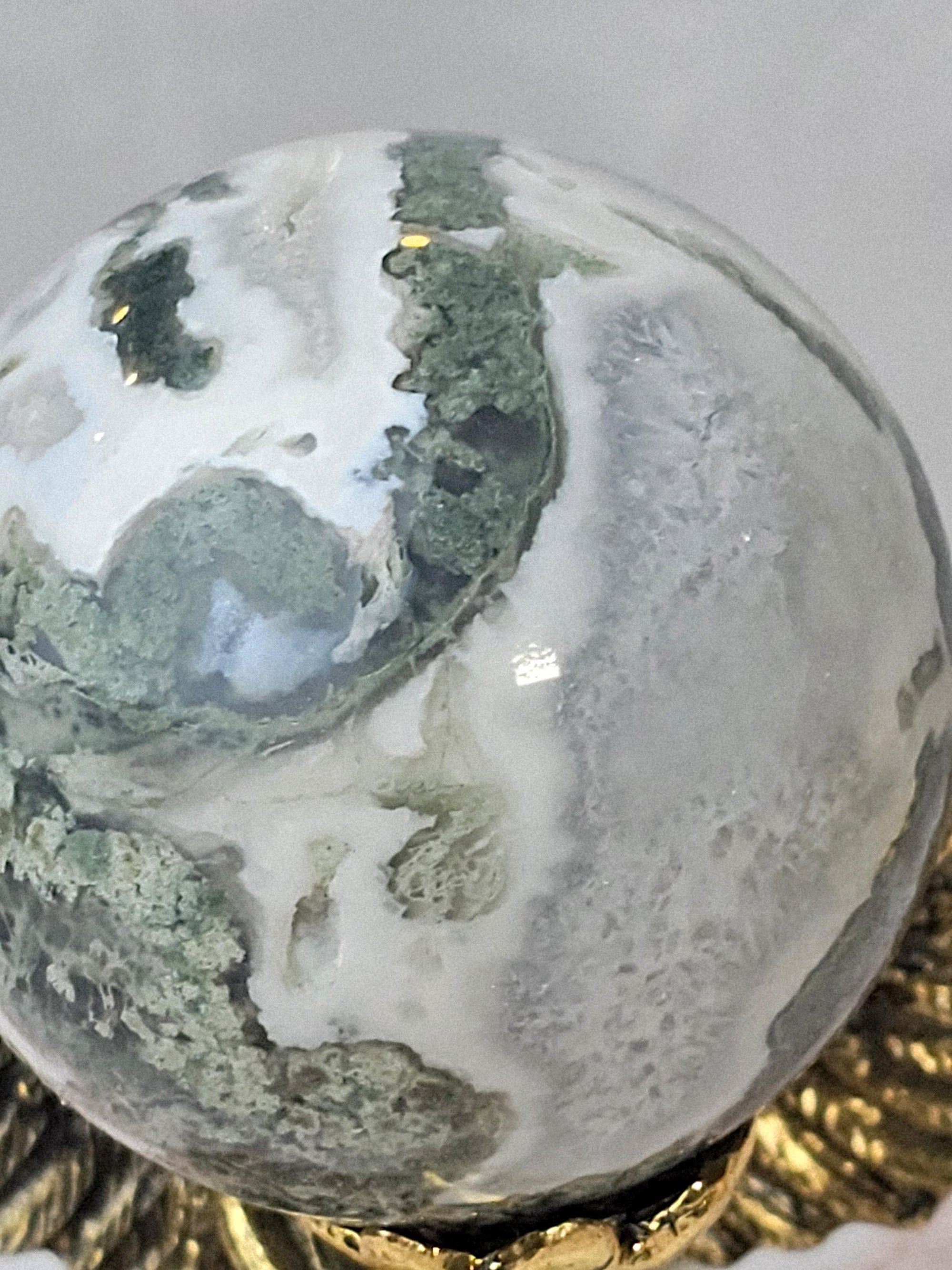 Moss Agate Crystal Sphere, Calming Stone, 2.25 inch