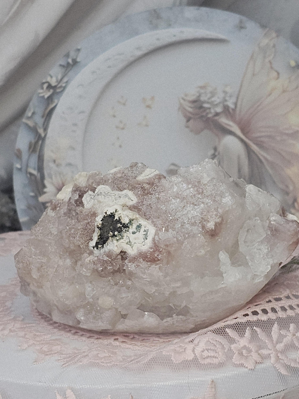 RARE Pink Sugar Apophyllite with Stillbite from India , Apophyllite, Crystal, Crystal