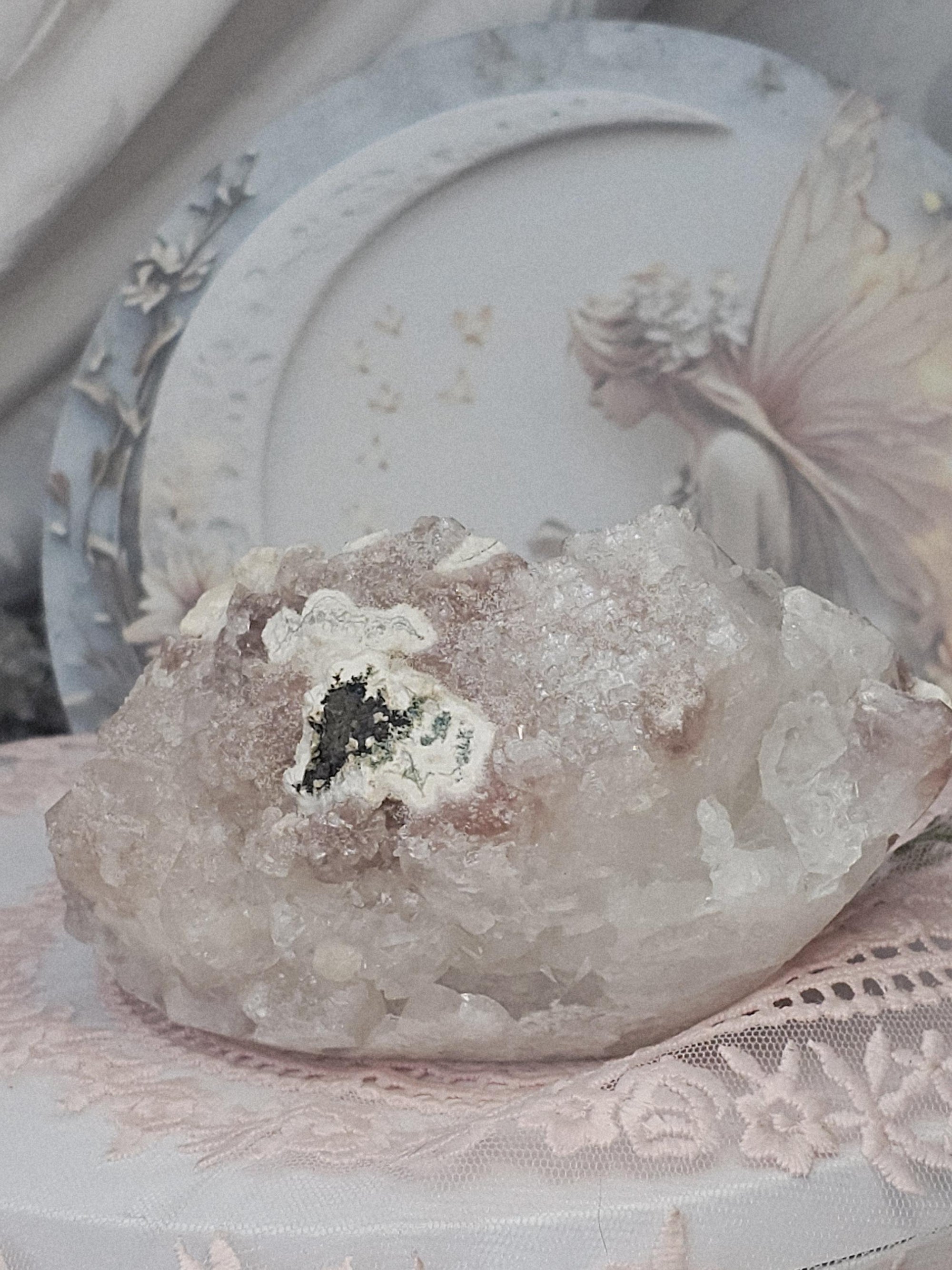 RARE Pink Sugar Apophyllite with Stillbite from India , Apophyllite, Crystal, Crystal