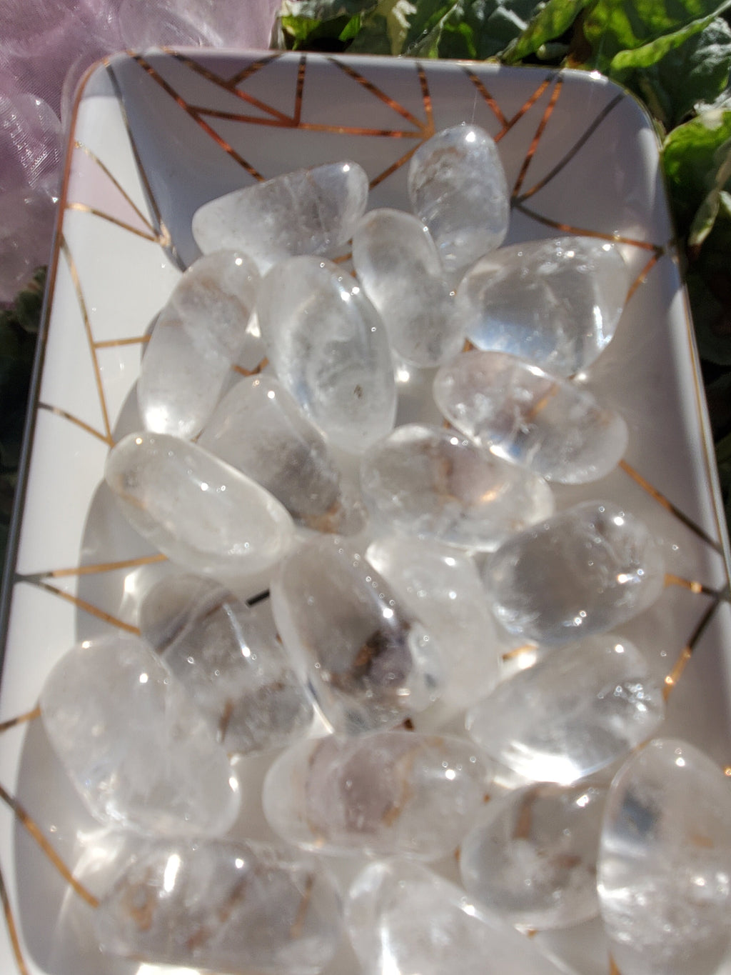 5 Clear Quartz Tumble Stones(>1in)/ Clear Quartz crystal/ Clear Quartz Pocket Stone / Clear Quartz Tumbled/ Clear Quartz gemstone