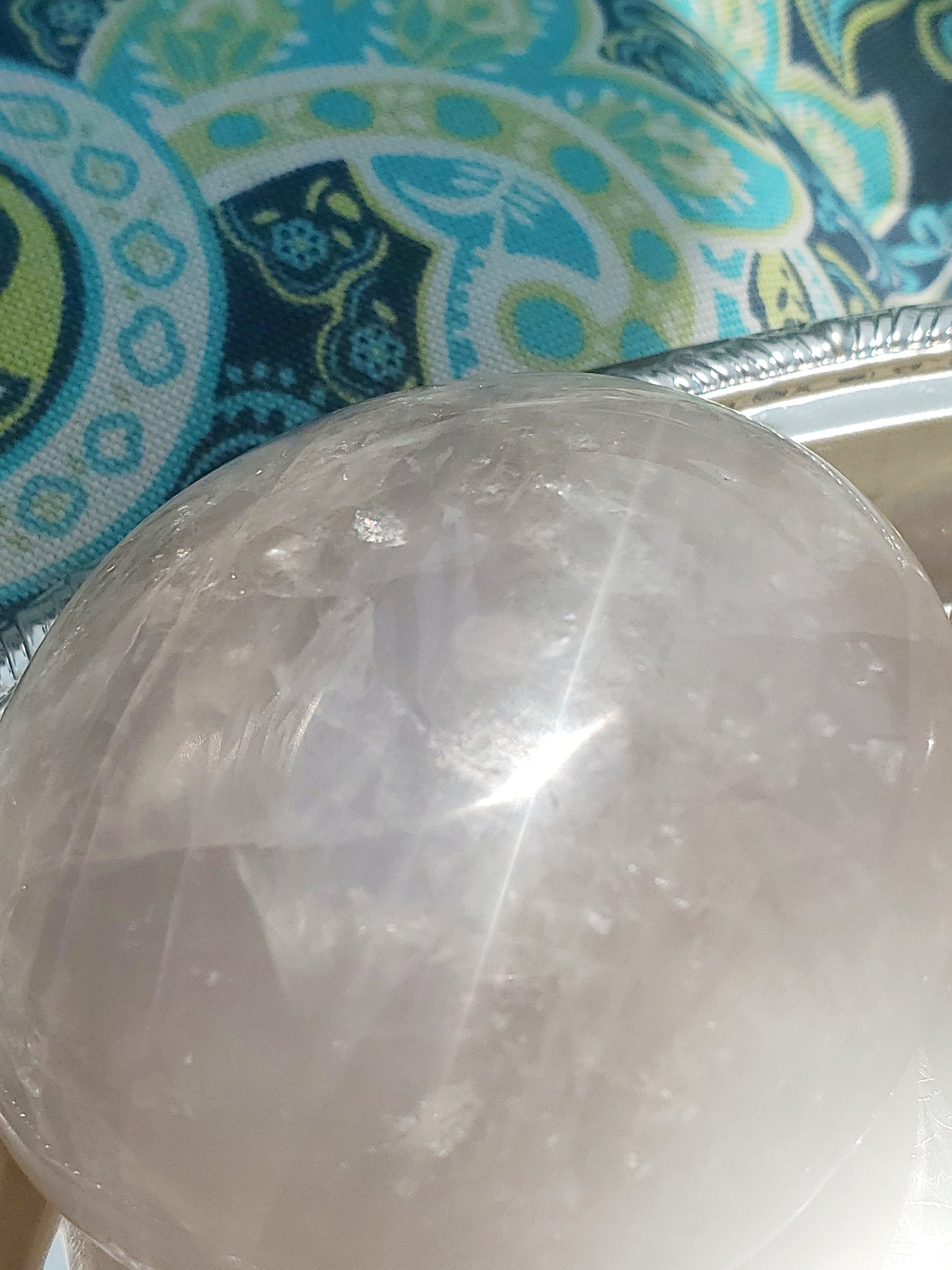 Blue Rose Quartz with Rainbows Crystal Palm Stone, Blue Rose Quartz Crystals, Crystal, Gifts