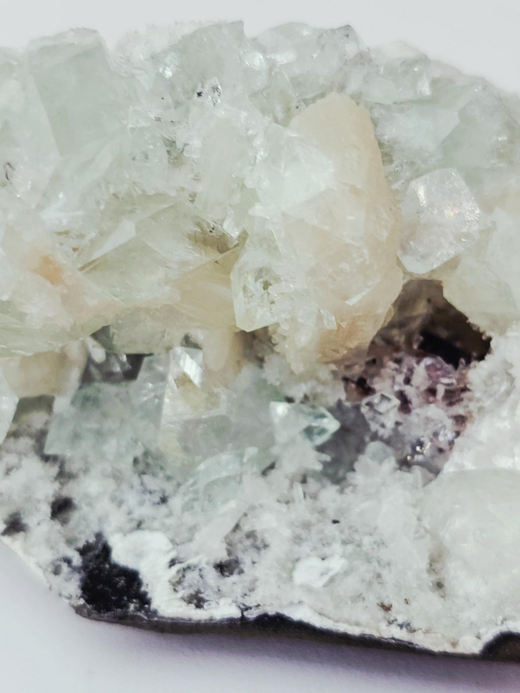 Green Diamond Apophyllite Crystal Cluster, Stillbite Mordenite, India Home Decor