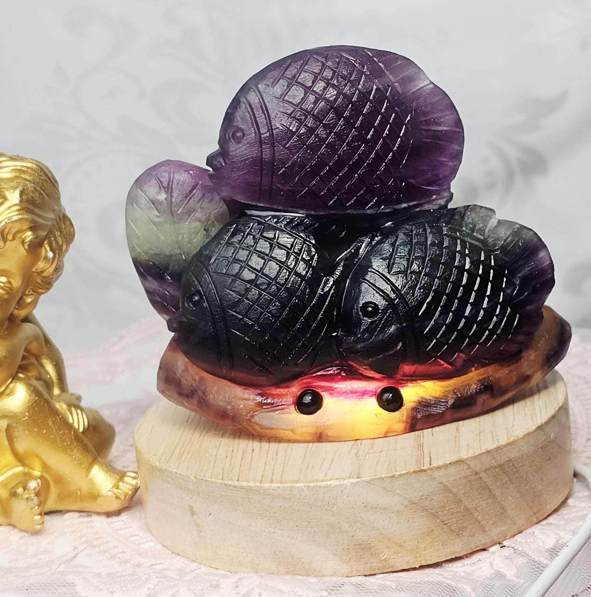 Crystal Rainbow Buddy, Pet Rock, Fluorite Fish Hedgehog, Crystal Home Decor