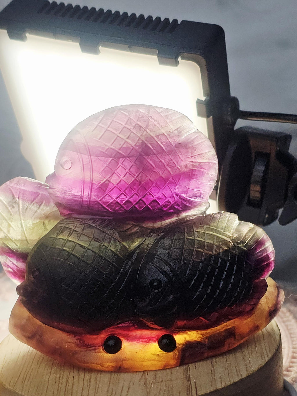 Crystal Rainbow Buddy, Pet Rock, Fluorite Fish Hedgehog, Crystal Home Decor