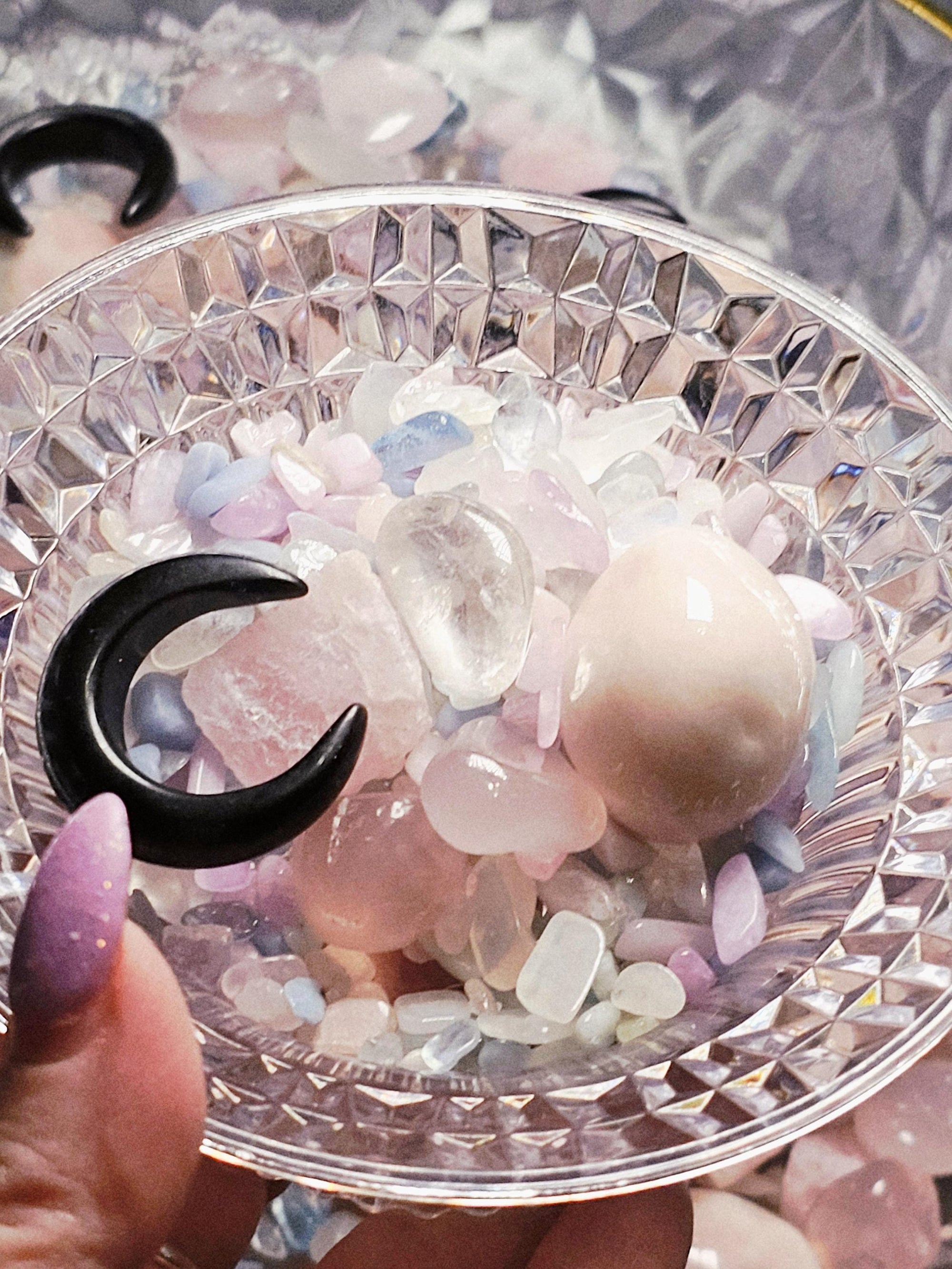 Mystical Crystal Confetti,Crystal Scoop, Morganite, Aquamarine, Kunzite, Moonstone, Pink Chalcedony