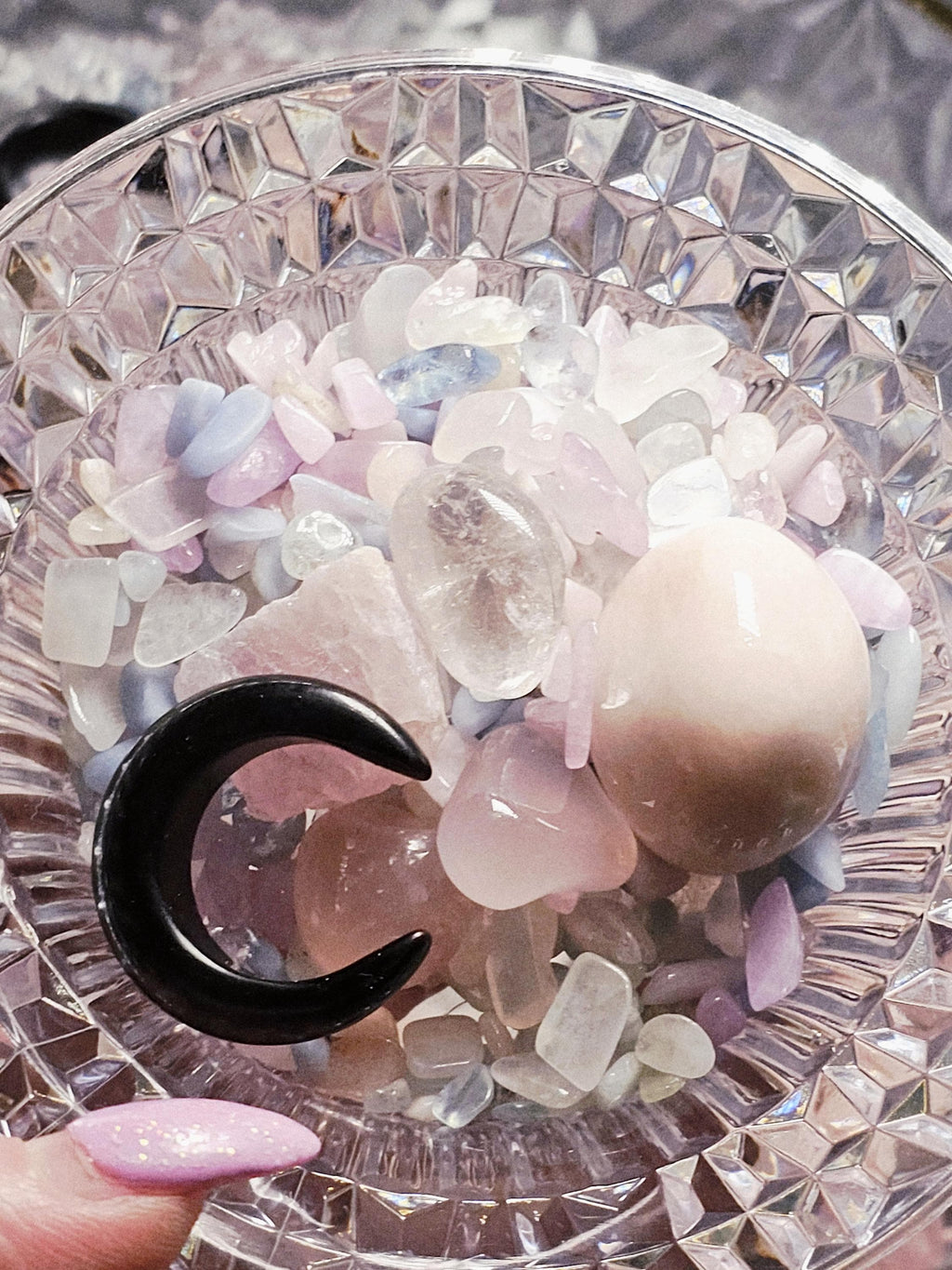 Mystical Crystal Confetti,Crystal Scoop, Morganite, Aquamarine, Kunzite, Moonstone, Pink Chalcedony