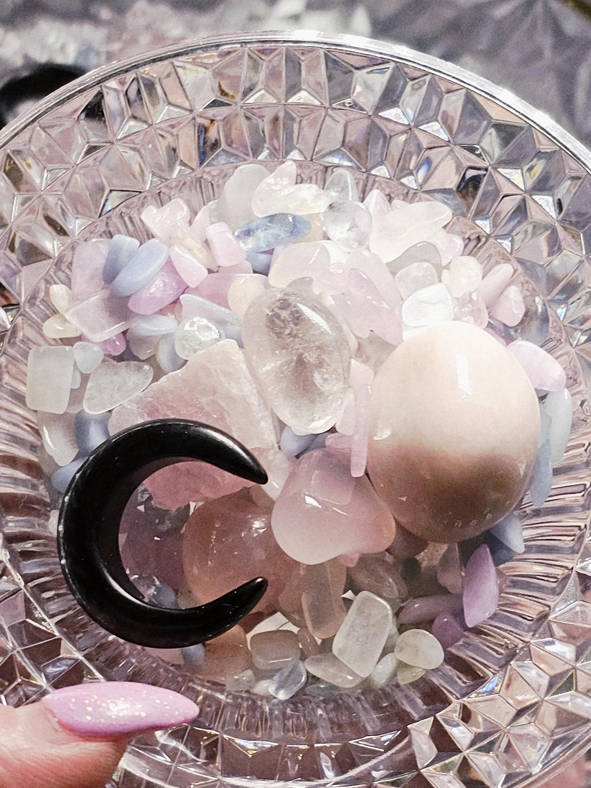 Mystical Crystal Confetti,Crystal Scoop, Morganite, Aquamarine, Kunzite, Moonstone, Pink Chalcedony