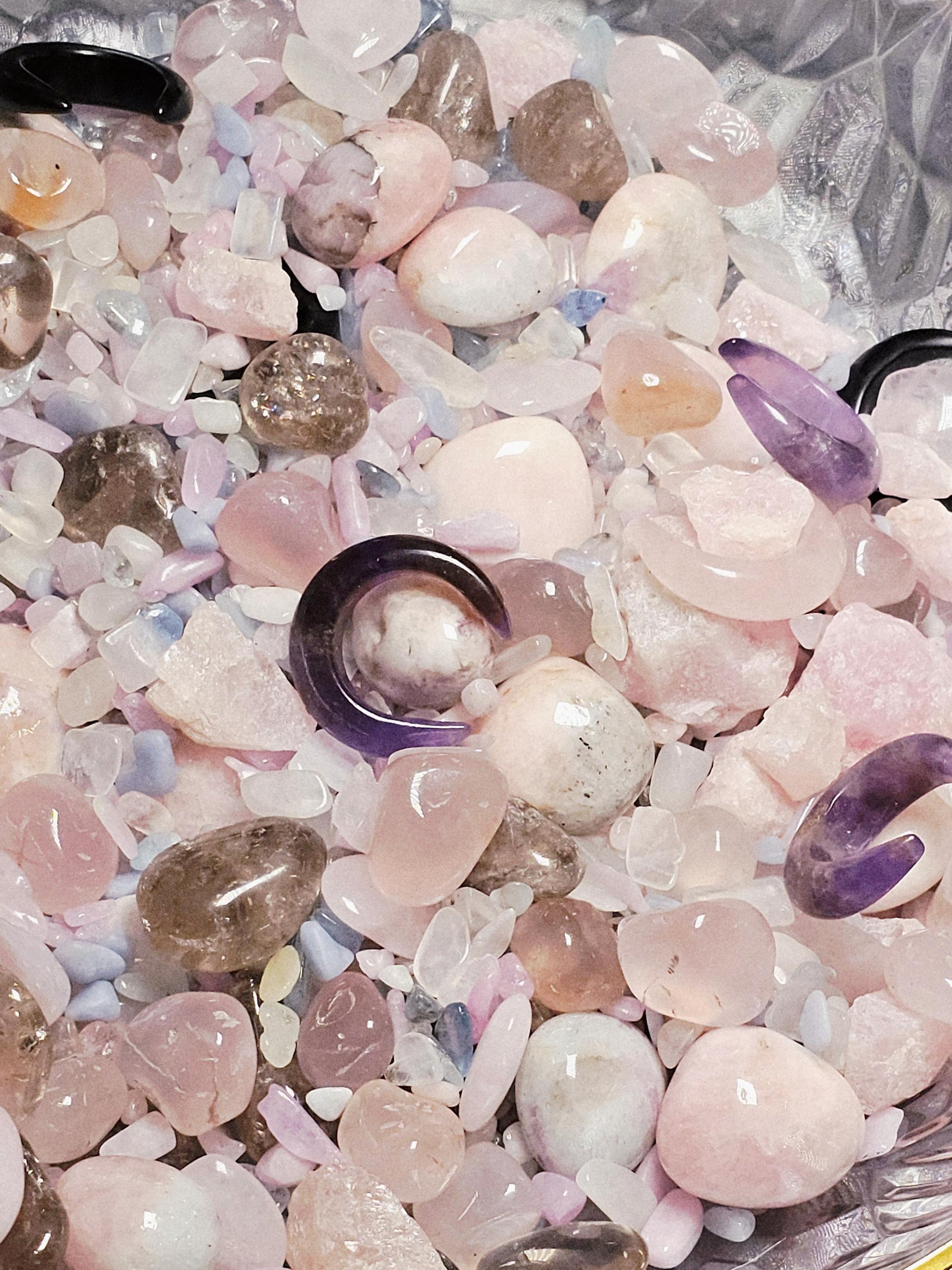 Mystical Crystal Confetti,Crystal Scoop, Morganite, Aquamarine, Kunzite, Moonstone, Pink Chalcedony