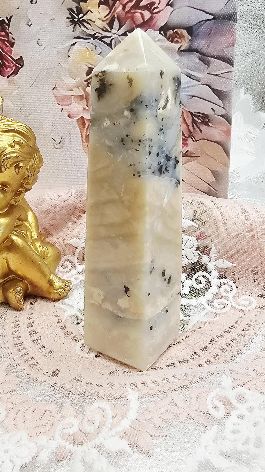 RARE Dendritic Agate Tower, Indonesian, Crystal Gift, Home Decor, Feng Shui Crystal