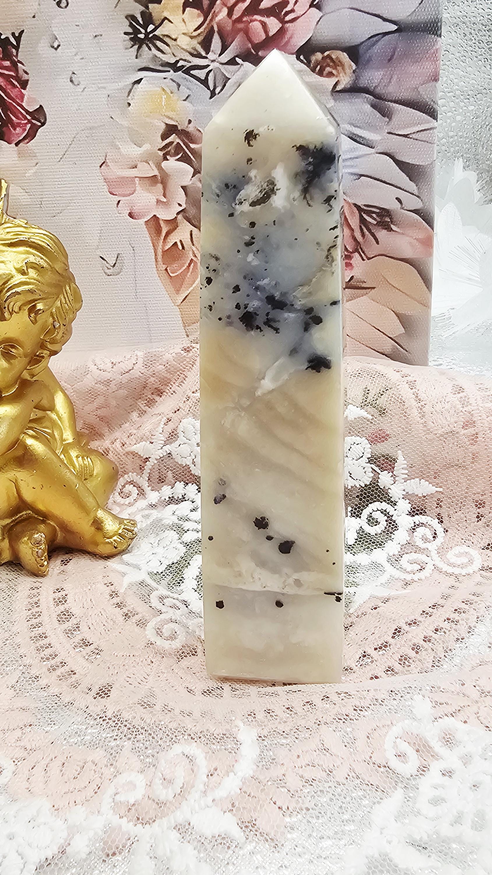 RARE Dendritic Agate Tower, Indonesian, Crystal Gift, Home Decor, Feng Shui Crystal