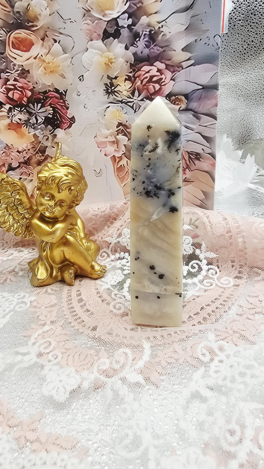 RARE Dendritic Agate Tower, Indonesian, Crystal Gift, Home Decor, Feng Shui Crystal