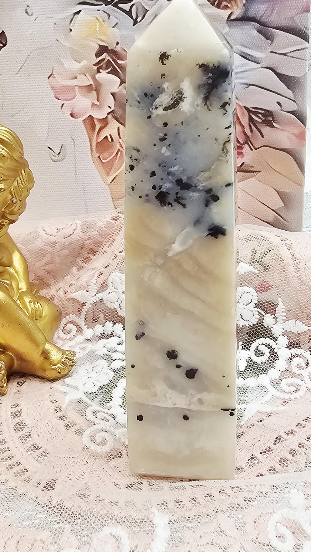 RARE Dendritic Agate Tower, Indonesian, Crystal Gift, Home Decor, Feng Shui Crystal