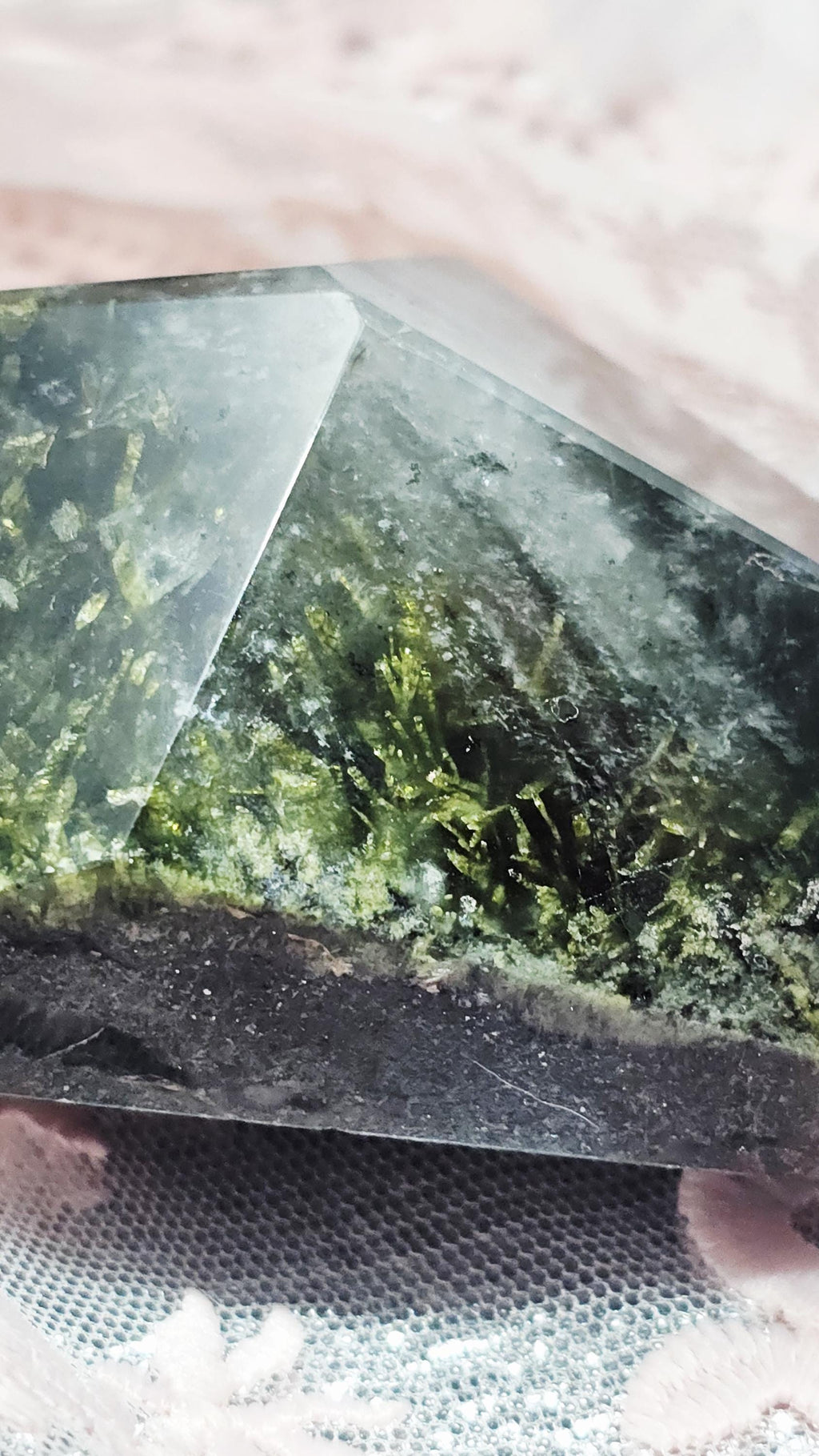 Green Tourmaline Freeform, Rutilated Quartz, Crystal Gift