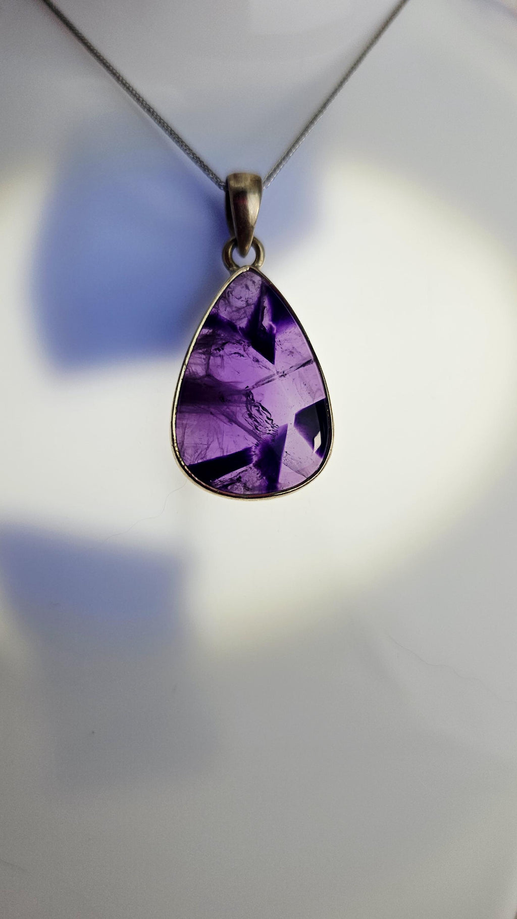 Phantom Amethyst Necklace, 925 Silver Chain, Rainbow Skull Crystal