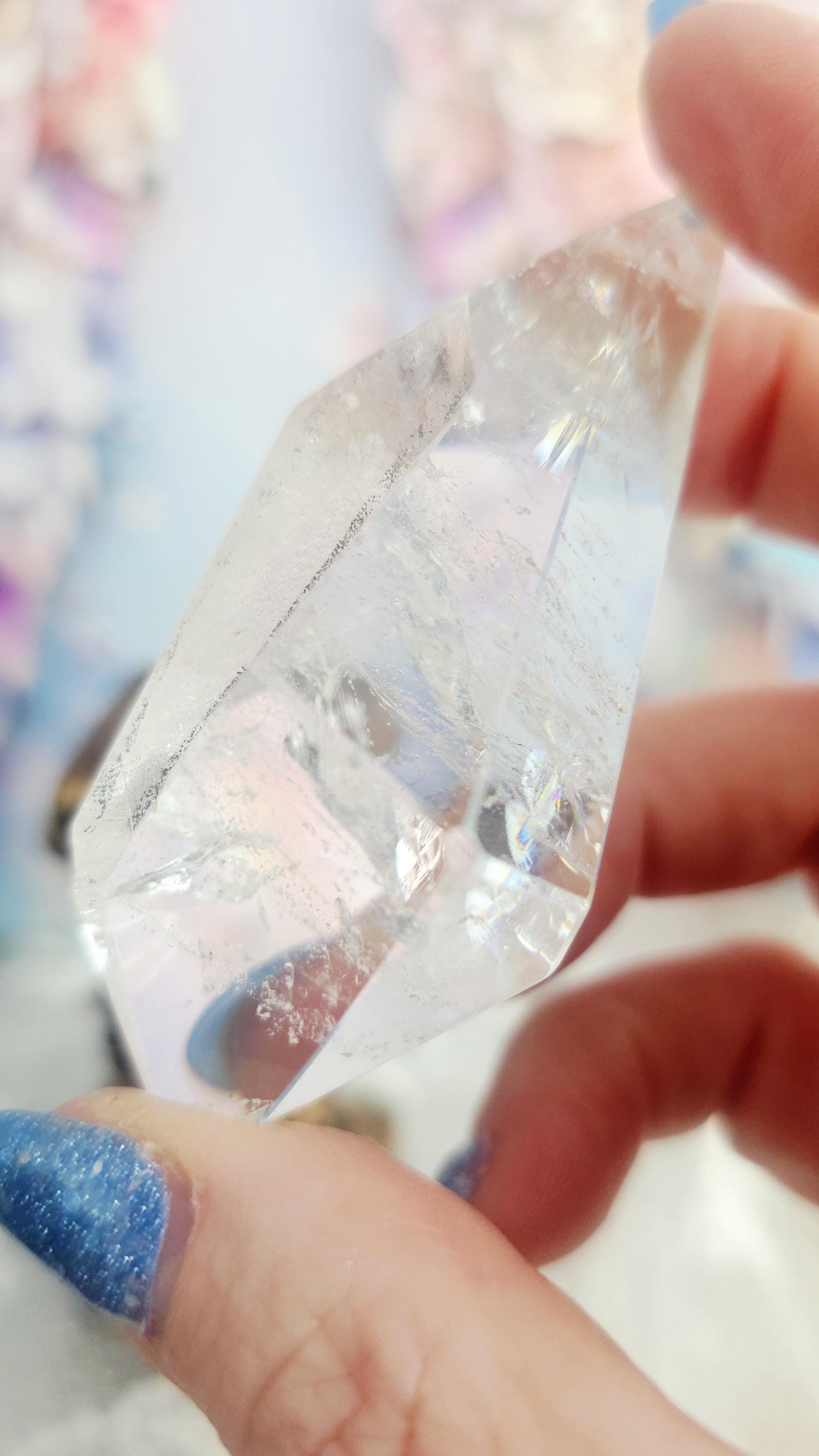 Lemurian Quartz Crystal with Rainbows, Inner Child Manifestation Stone