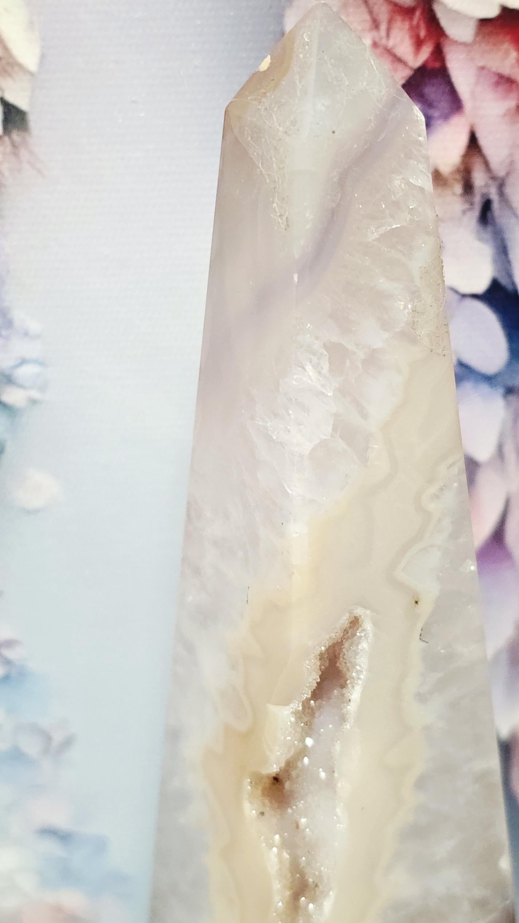 Druzy Agate Obelisk with Sugar Formation, Crystal Gift, Home Decor