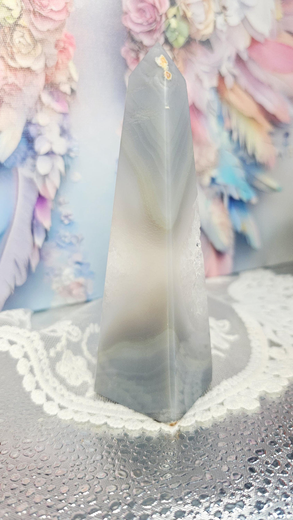 Druzy Agate Obelisk, Crystal Gift, Home Decor