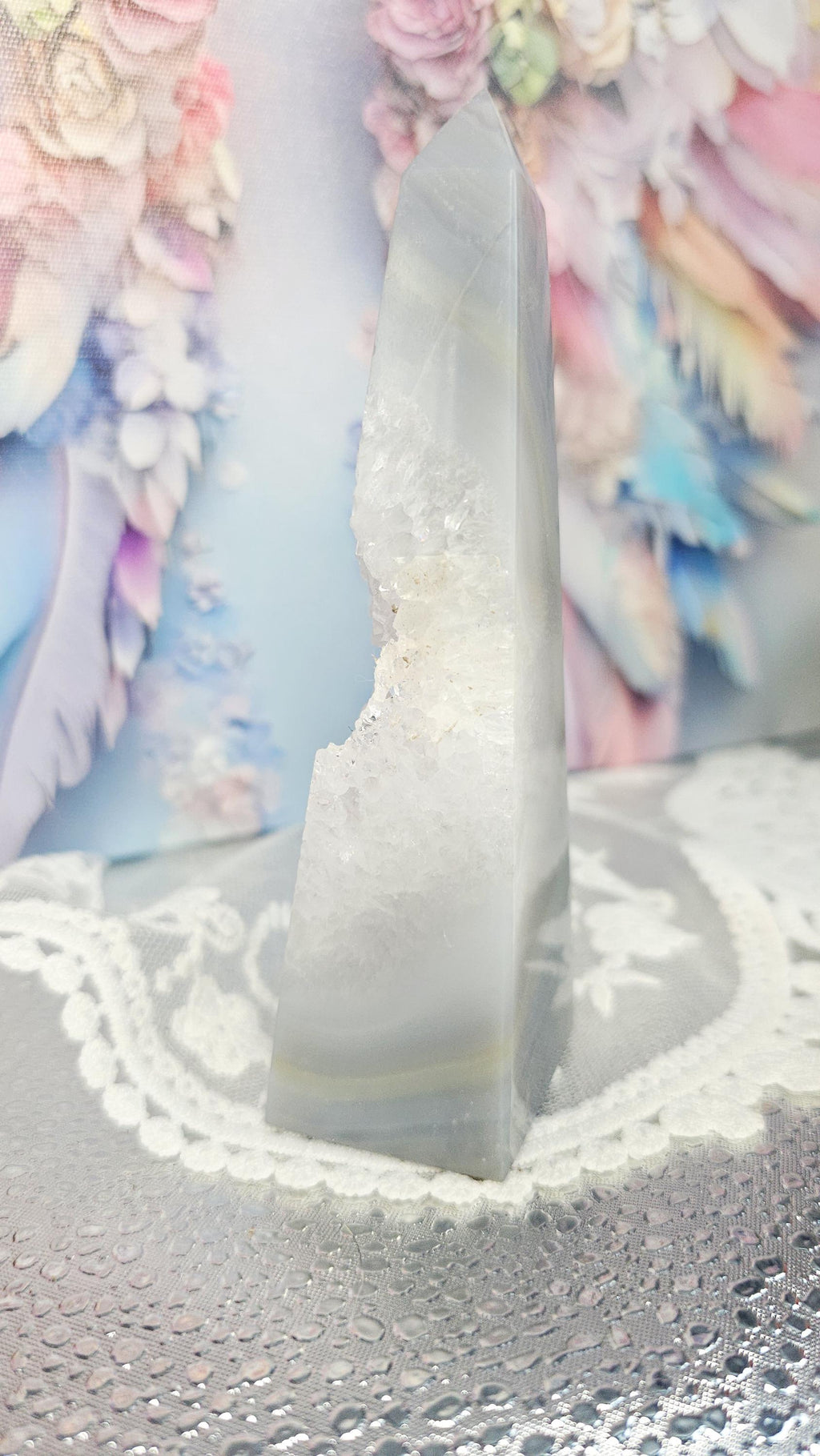 Druzy Agate Obelisk, Crystal Gift, Home Decor