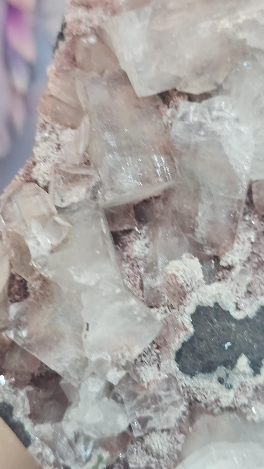Pink Purple Cotton Candy Apophyllite Crystal Cluster, Stillbite Heulandite, India